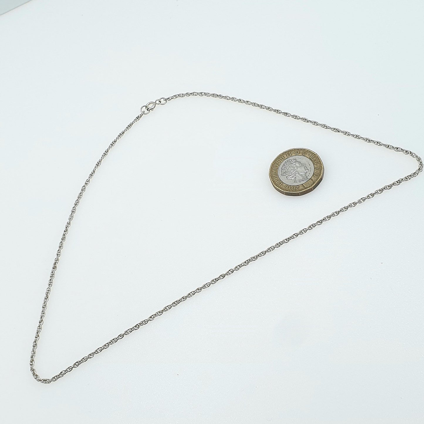 Vintage Sterling Silver Rope Link Chain Necklace Twist 46cm 18.11” Unisex Mens Womens Jewelry Jewellery Retro
