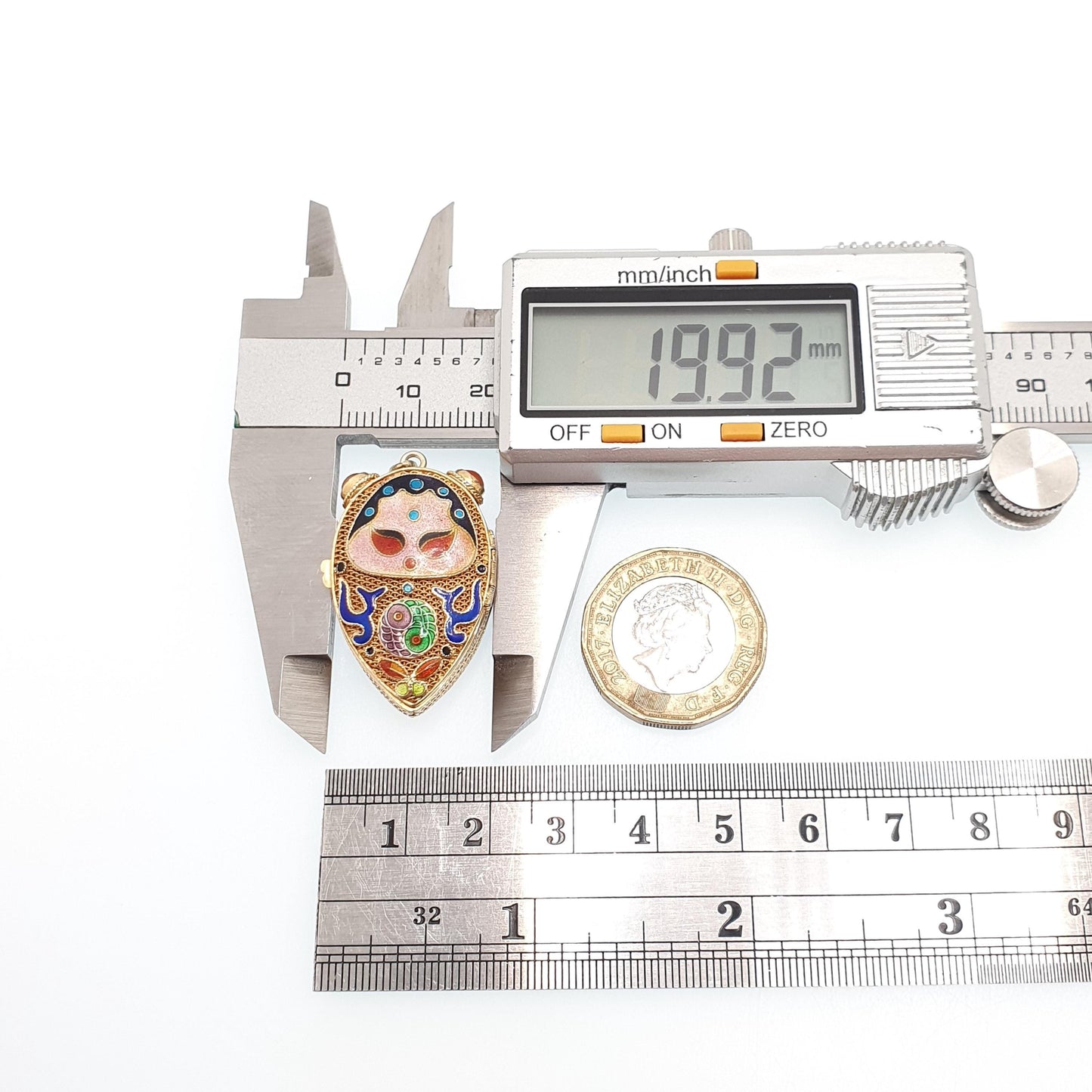 Vintage Chinese Locket Solid Silver Citrine Enamel Gold Vermeil Filigree Pendant Necklace China Asian Colourful Womens Jewelry Jewellery