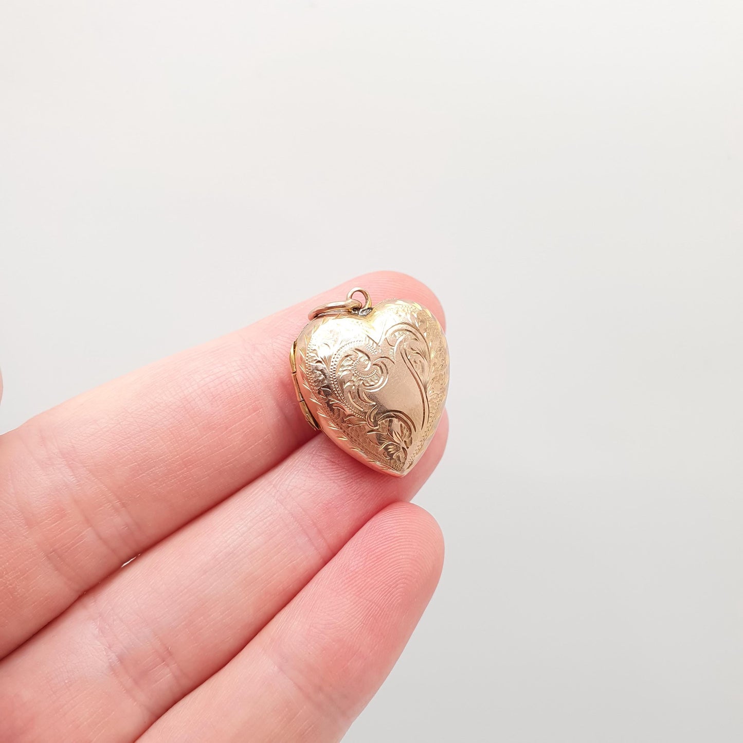 Antique Victorian 9ct Rose Gold Heart Locket Back and Front Solid 9k 9kt Engraved Pendant Love Necklace Jewelry Jewellery
