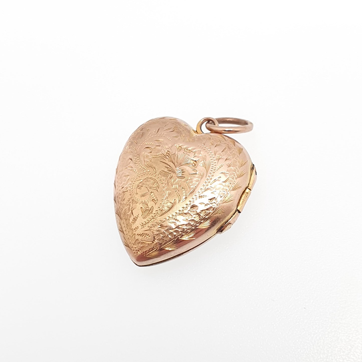 Antique Victorian 9ct Rose Gold Heart Locket Back and Front Solid 9k 9kt Engraved Pendant Love Necklace Jewelry Jewellery