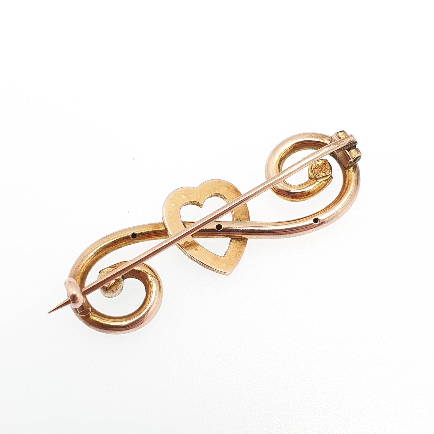 Antique 9ct Gold Turquoise Heart Brooch Pin Seed Pearl Forget Me Not Solid 9kt 9k Edwardian Art Nouveau Jewelry Jewellery