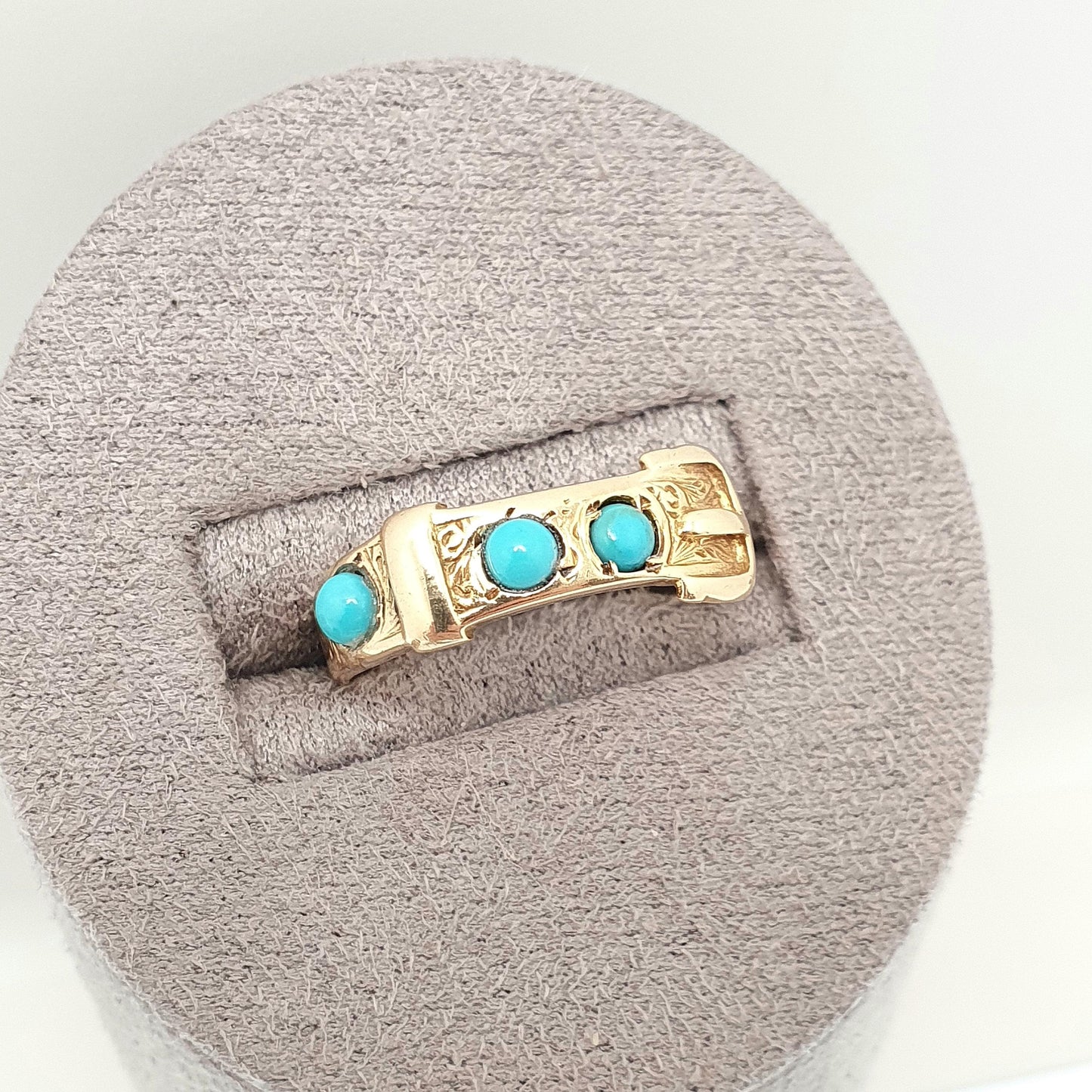 Antique Victorian 18ct Gold Belt Buckle Ring Turquoise 1867 Hallmark Solid 18k 18kt Band 1800s Vintage Jewelry Jewellery
