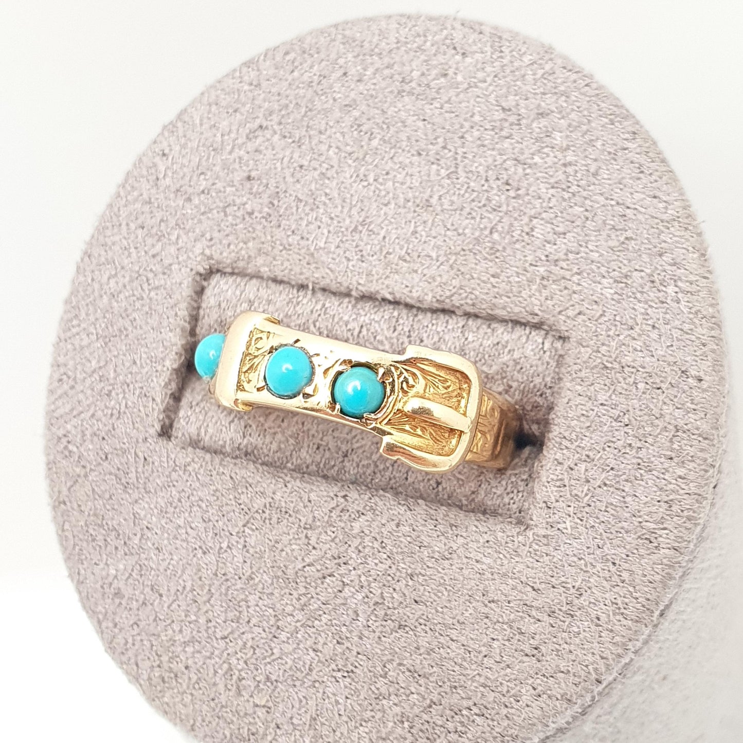 Antique Victorian 18ct Gold Belt Buckle Ring Turquoise 1867 Hallmark Solid 18k 18kt Band 1800s Vintage Jewelry Jewellery