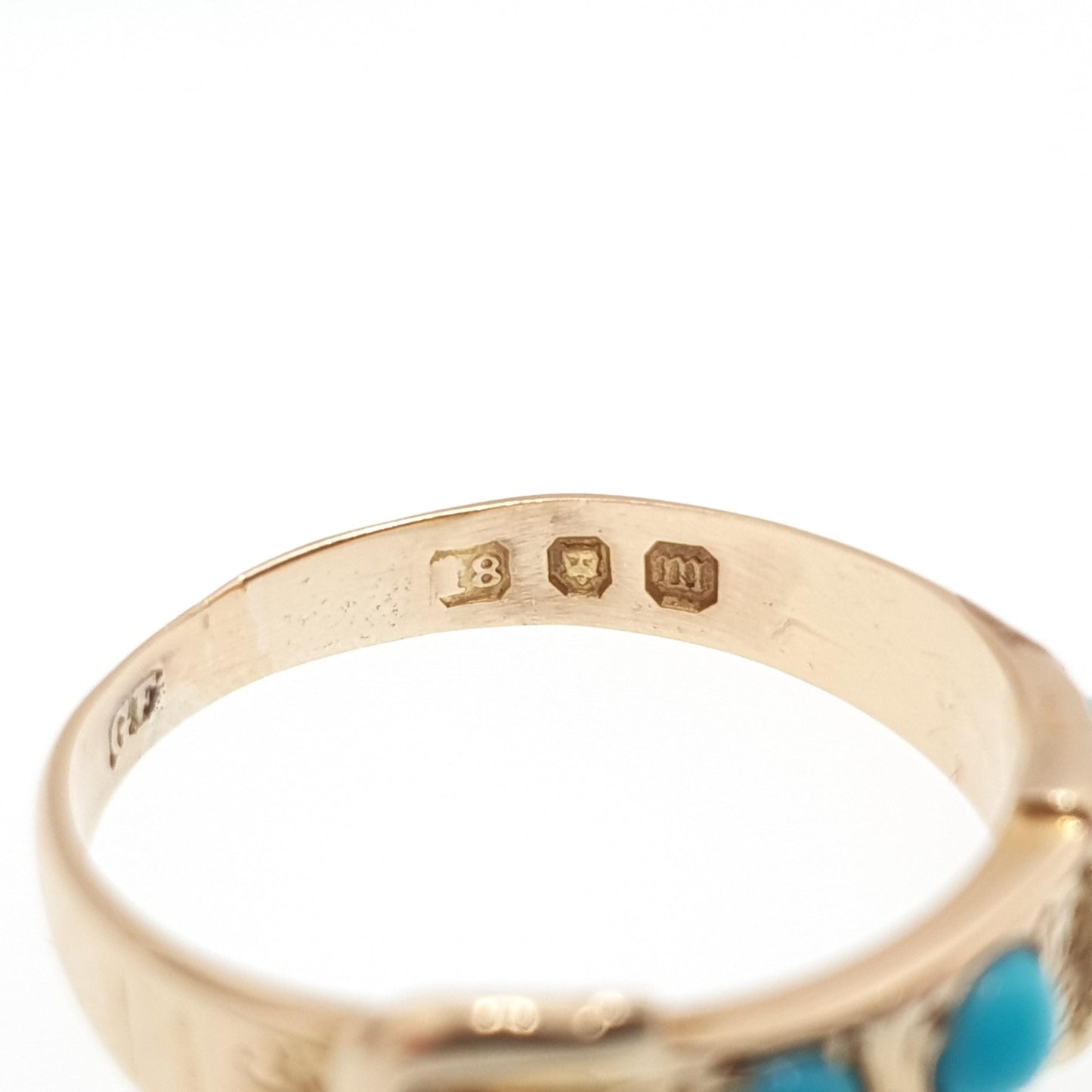 Antique Victorian 18ct Gold Belt Buckle Ring Turquoise 1867 Hallmark Solid 18k 18kt Band 1800s Vintage Jewelry Jewellery