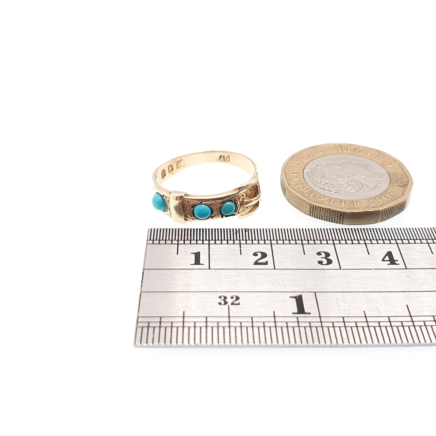 Antique Victorian 18ct Gold Belt Buckle Ring Turquoise 1867 Hallmark Solid 18k 18kt Band 1800s Vintage Jewelry Jewellery
