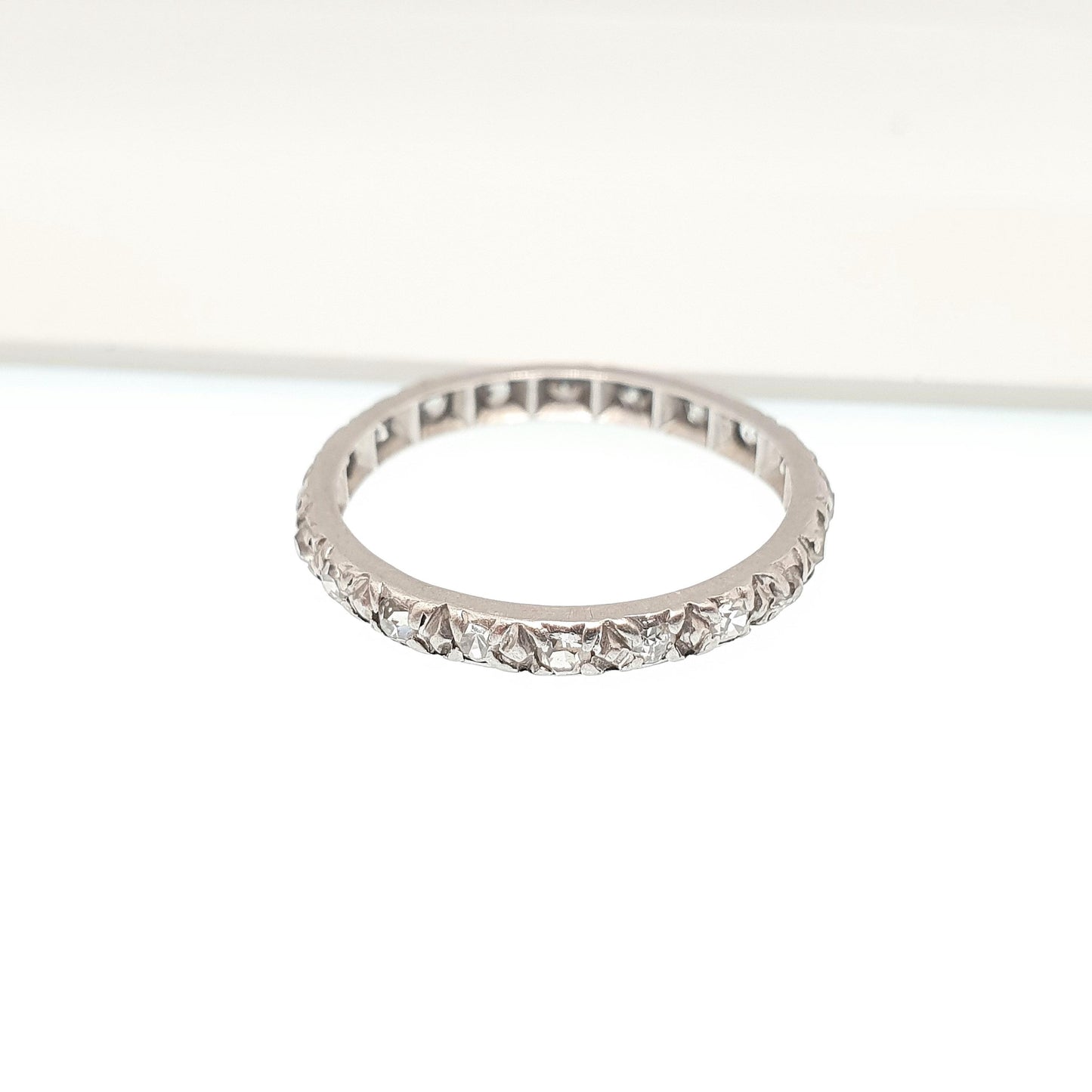 Antique Diamond Platinum Eternity Ring Wedding Band Natural Diamonds Art Deco Full Stacker Womens Jewellery Jewelry