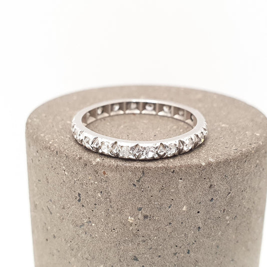 Antique Diamond Platinum Eternity Ring Wedding Band Natural Diamonds Art Deco Full Stacker Womens Jewellery Jewelry