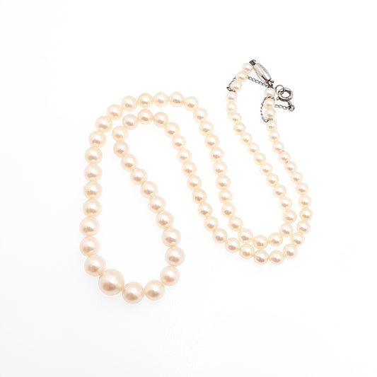 Antique Art Deco 9ct 9k Cultured Pearl Necklace White Gold Clasp 13.81g 41cm CIRO Vintage Genuine Real Pearls Jewelry Jewellery