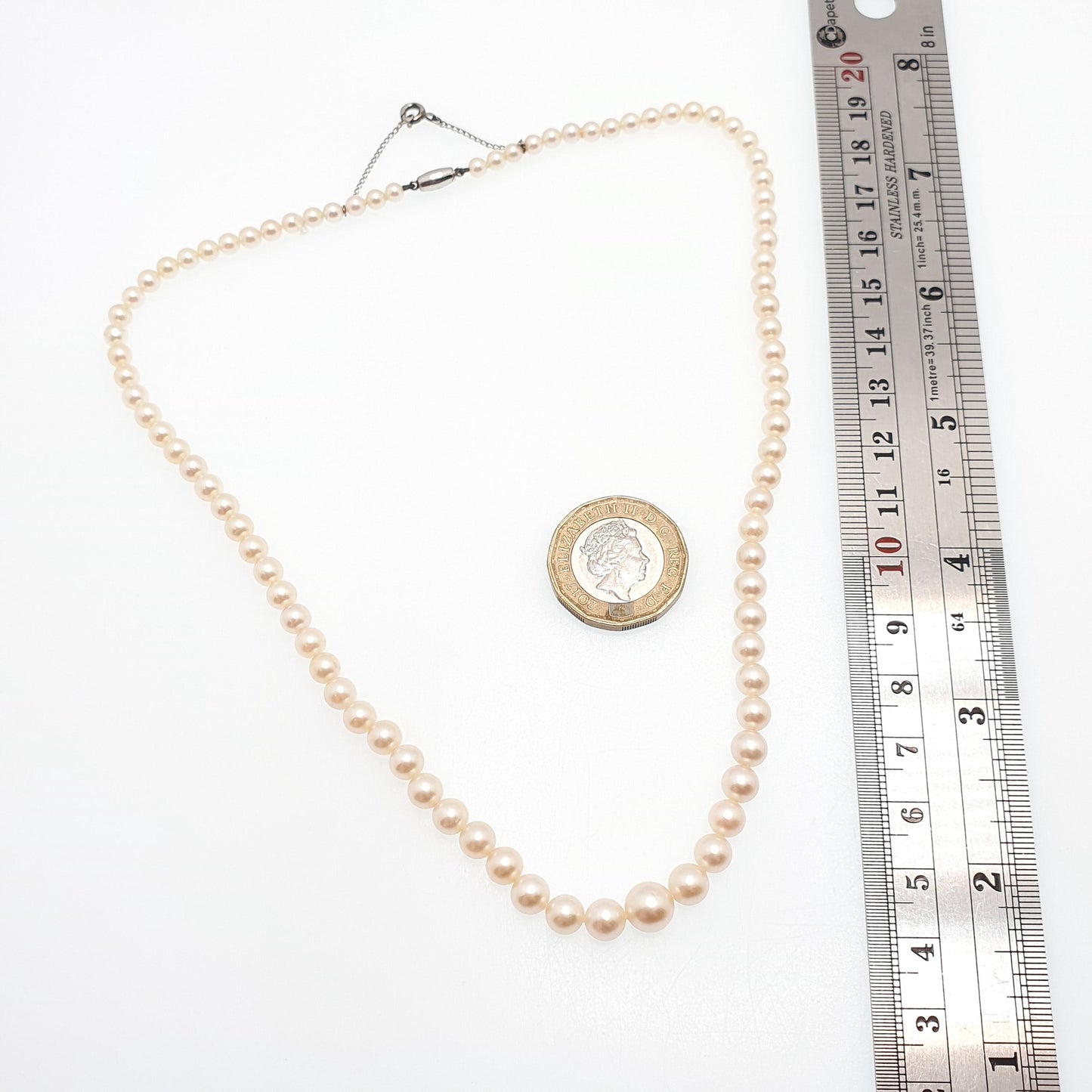 Antique Art Deco 9ct 9k Cultured Pearl Necklace White Gold Clasp 13.81g 41cm CIRO Vintage Genuine Real Pearls Jewelry Jewellery