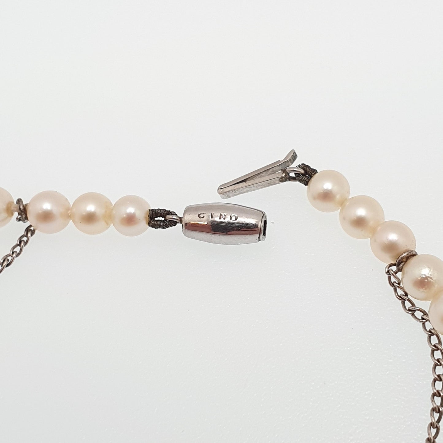 Antique Art Deco 9ct 9k Cultured Pearl Necklace White Gold Clasp 13.81g 41cm CIRO Vintage Genuine Real Pearls Jewelry Jewellery