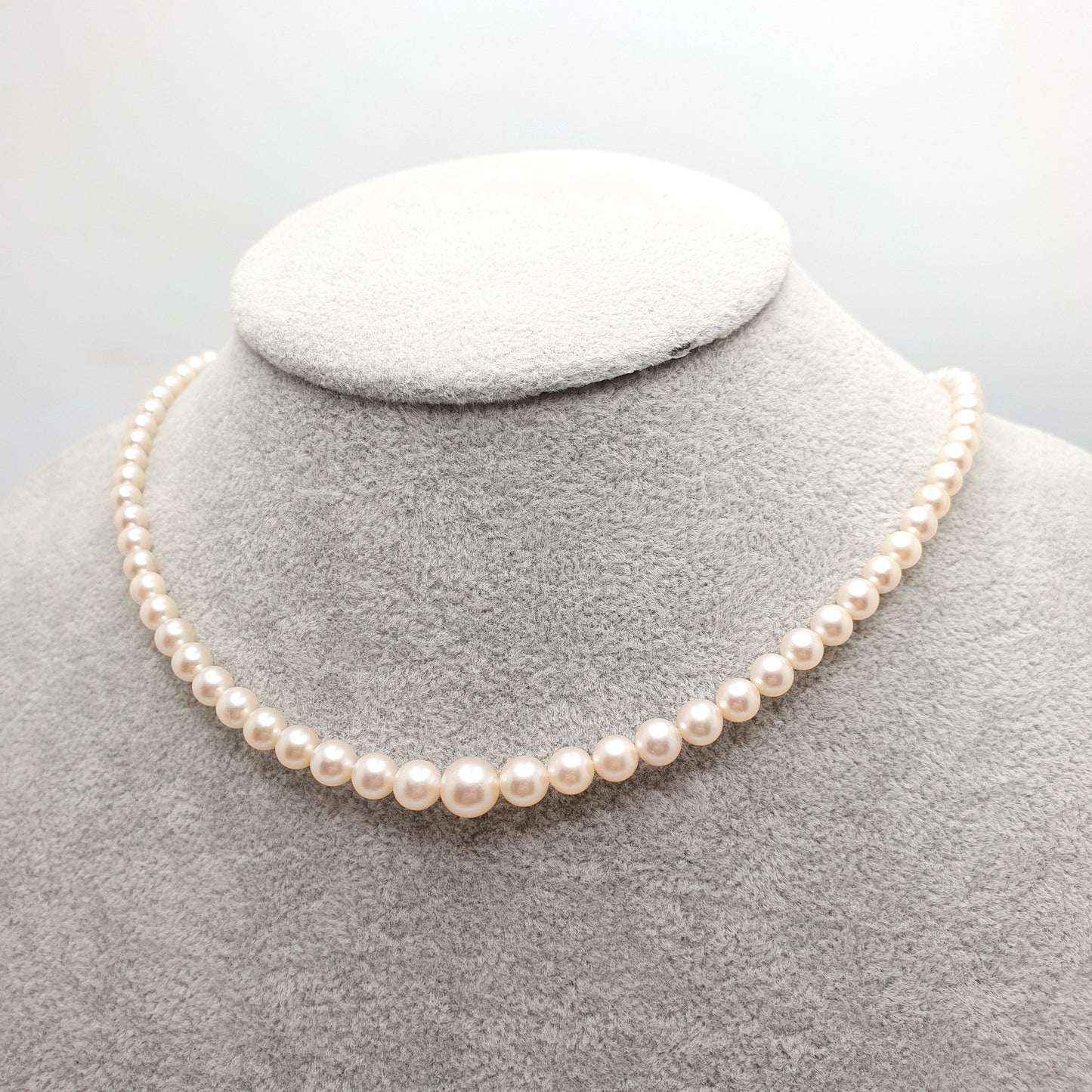 Antique Art Deco 9ct 9k Cultured Pearl Necklace White Gold Clasp 13.81g 41cm CIRO Vintage Genuine Real Pearls Jewelry Jewellery