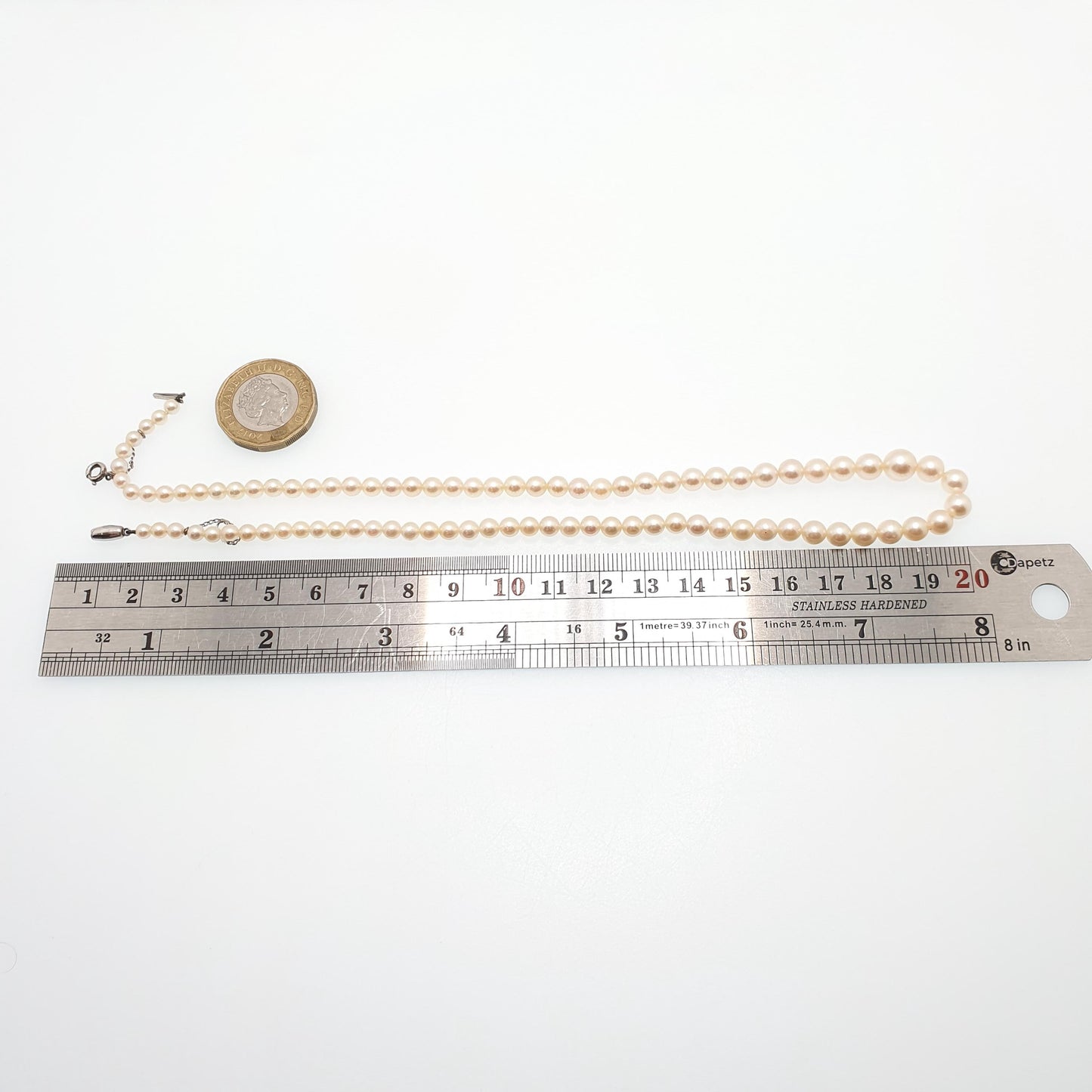 Antique Art Deco 9ct 9k Cultured Pearl Necklace White Gold Clasp 13.81g 41cm CIRO Vintage Genuine Real Pearls Jewelry Jewellery
