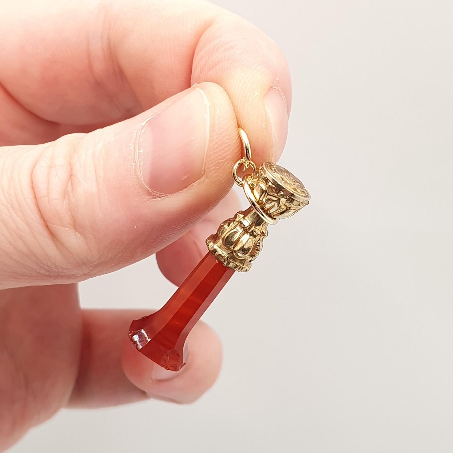 Antique Butterfly Intaglio Citrine Rolled Gold Fob Pendant Victorian Agate Quartz Necklace Gold Filled Gemstone Seal Vintage