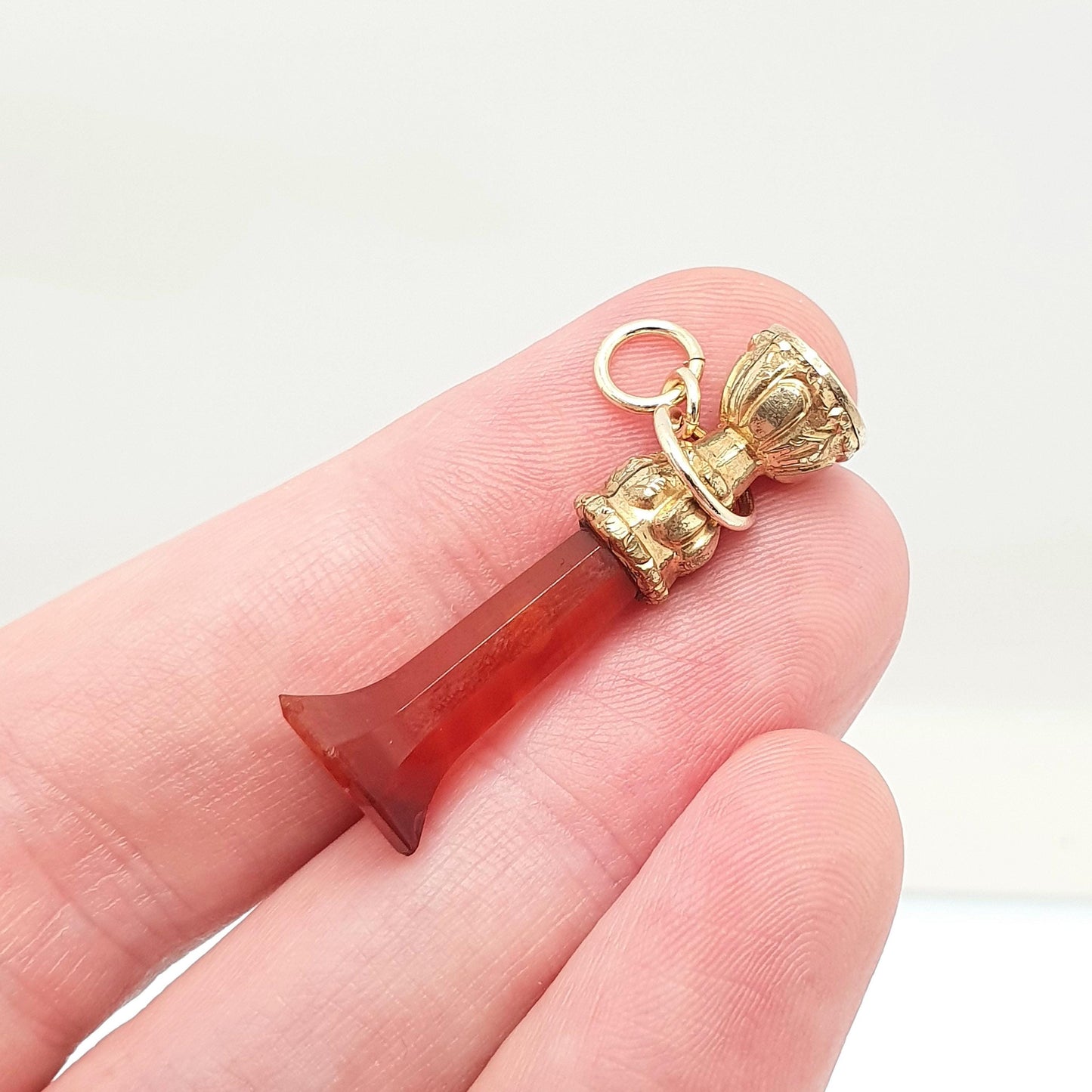 Antique Butterfly Intaglio Citrine Rolled Gold Fob Pendant Victorian Agate Quartz Necklace Gold Filled Gemstone Seal Vintage