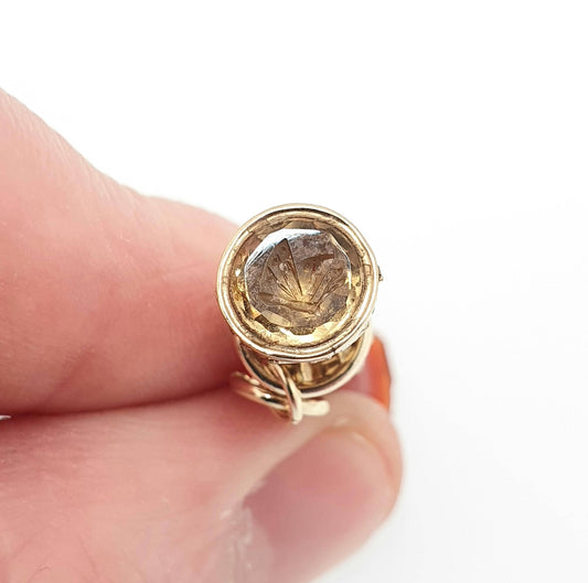Antique Butterfly Intaglio Citrine Rolled Gold Fob Pendant Victorian Agate Quartz Necklace Gold Filled Gemstone Seal Vintage