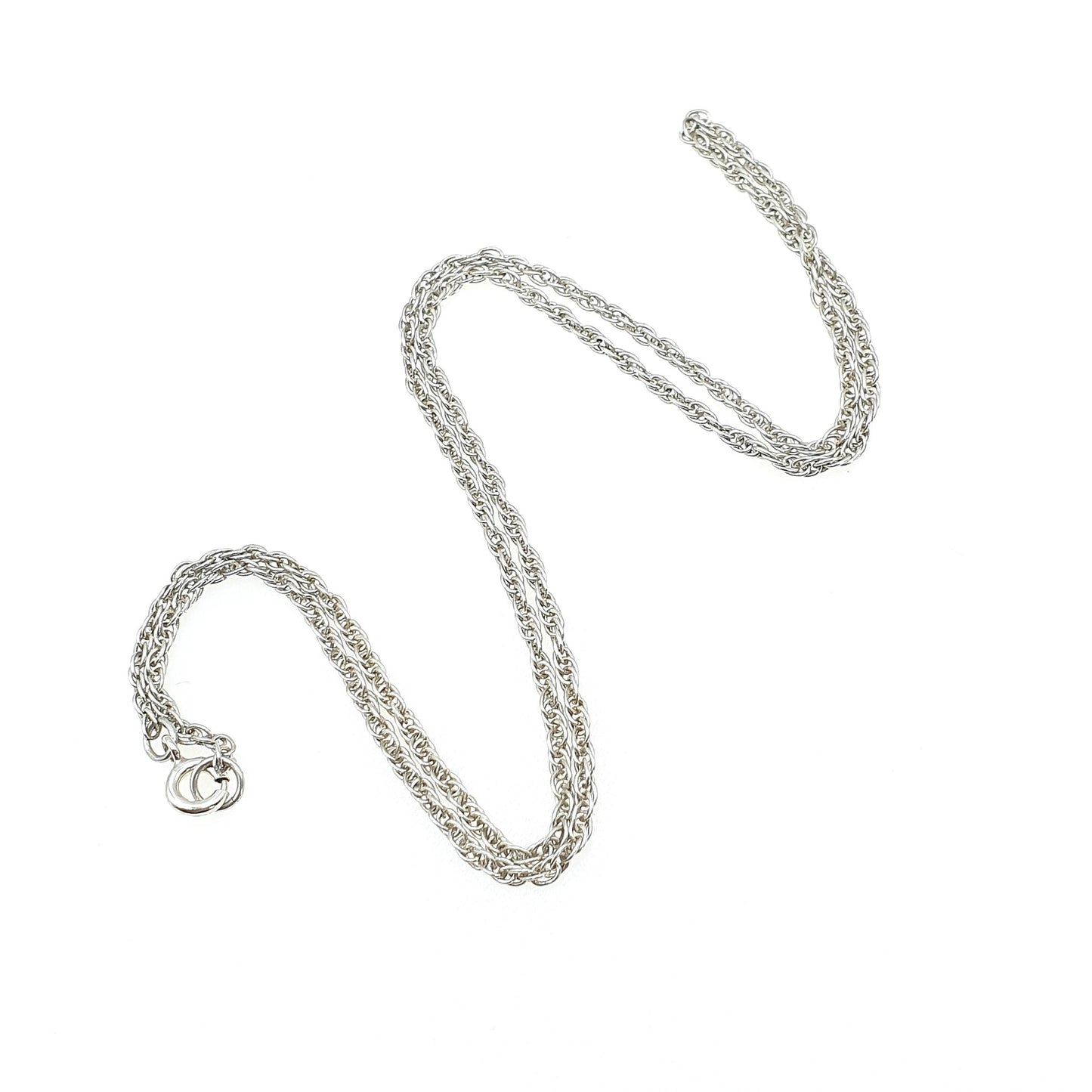 Vintage Sterling Silver Rope Link Chain Necklace Twist 46cm 18.11” Unisex Mens Womens Jewelry Jewellery Retro
