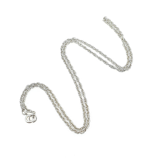 Vintage Sterling Silver Rope Link Chain Necklace Twist 46cm 18.11” Unisex Mens Womens Jewelry Jewellery Retro
