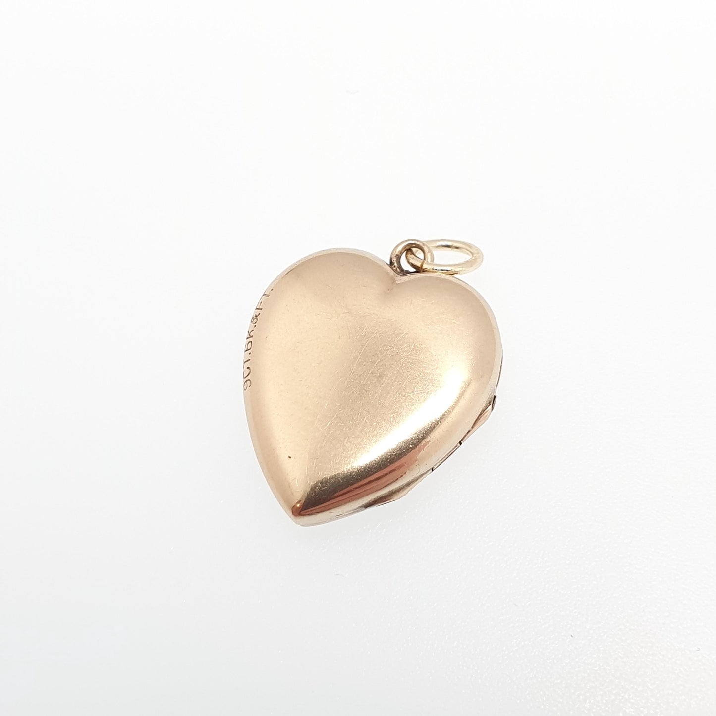 Antique 9ct Gold Heart Locket Cute Engraved Solid 9k 375 Pendant Love Gift Back & Front Necklace Jewelry Womens Jewellery
