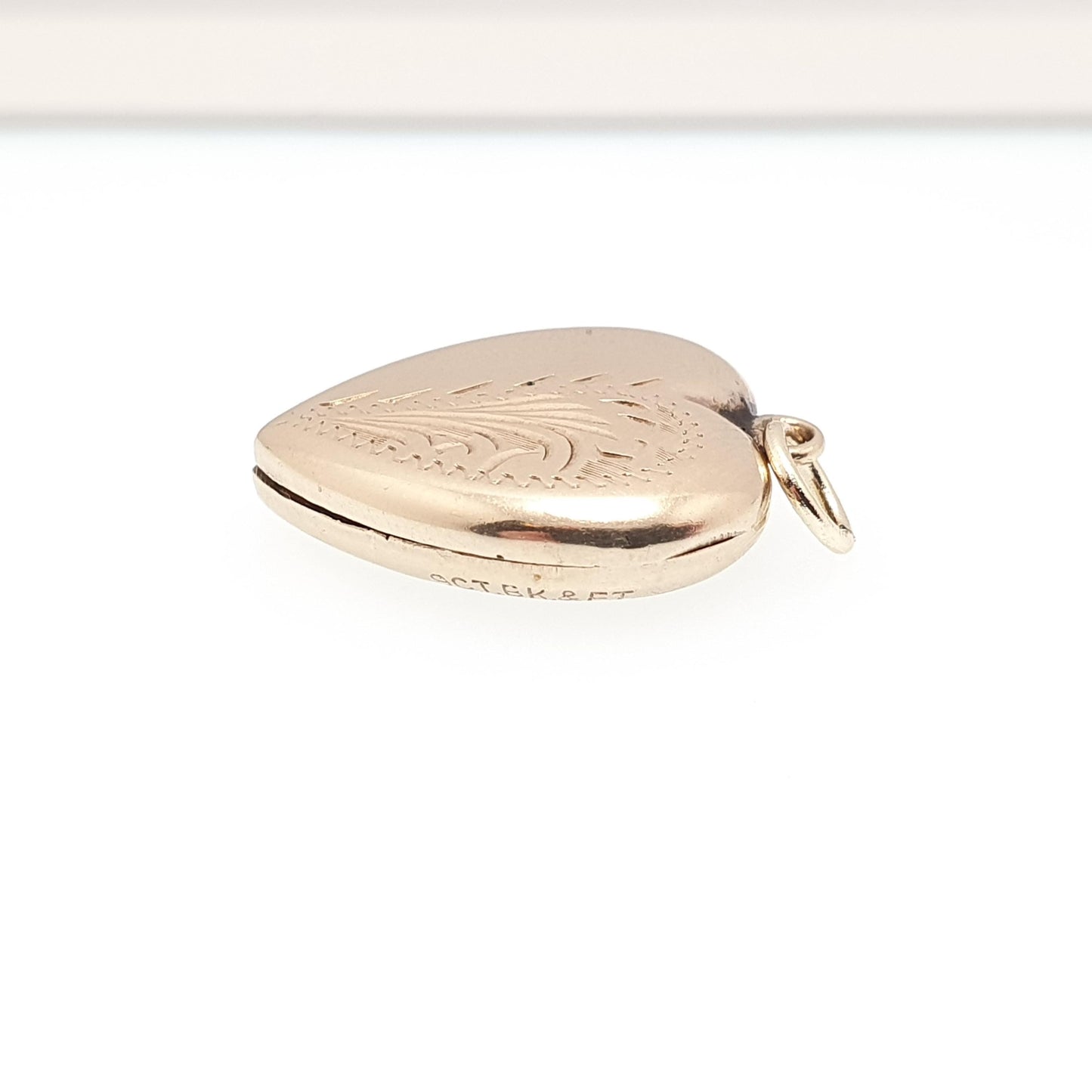 Antique 9ct Gold Heart Locket Cute Engraved Solid 9k 375 Pendant Love Gift Back & Front Necklace Jewelry Womens Jewellery