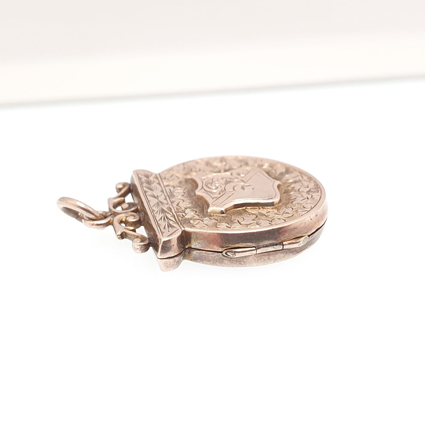 Antique Victorian 9ct Gold Shield Locket 9kt 9k Rose Back and Front Pendant Unusual Shape Vintage Jewellery Jewelry