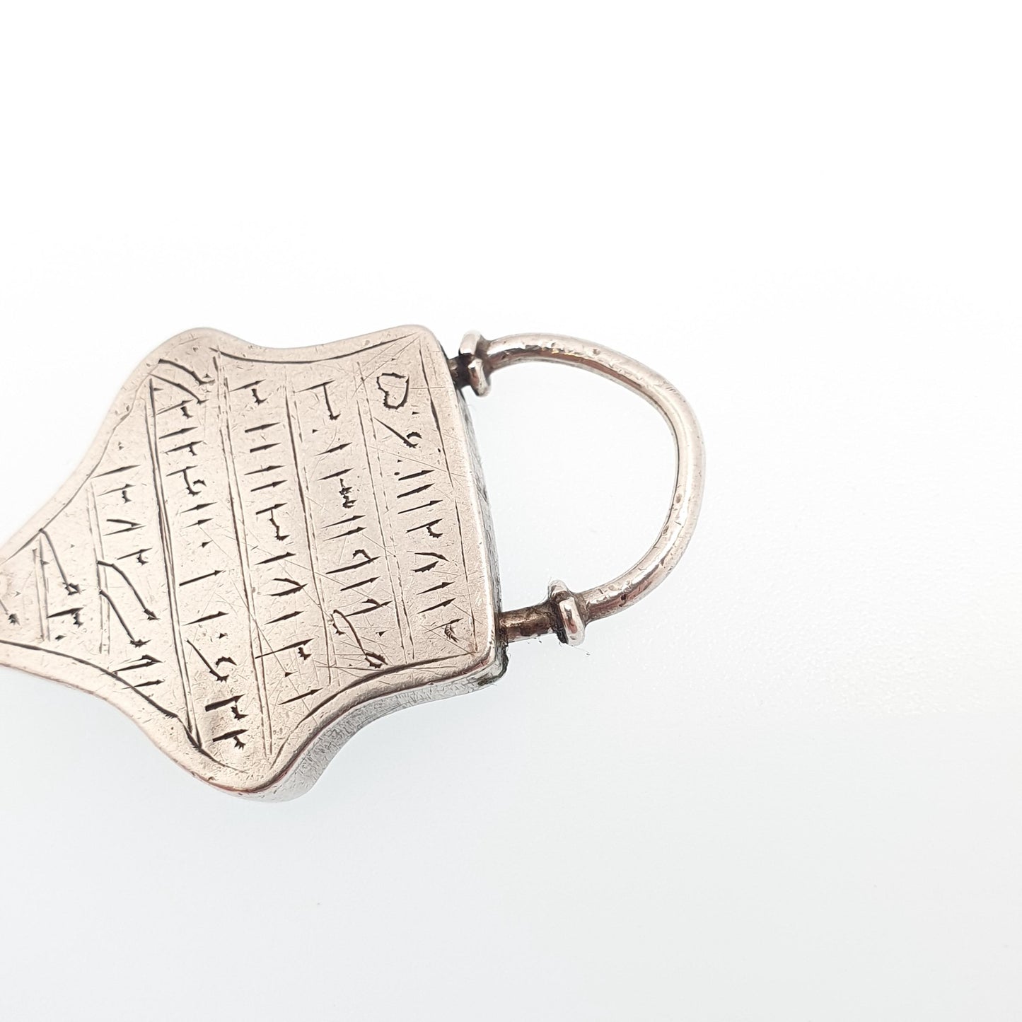 Antique Solid Silver Arabic Talisman Amulet Pendant Necklace Shield Padlock Protection Louha Taweez Vintage Jewellery Jewelry
