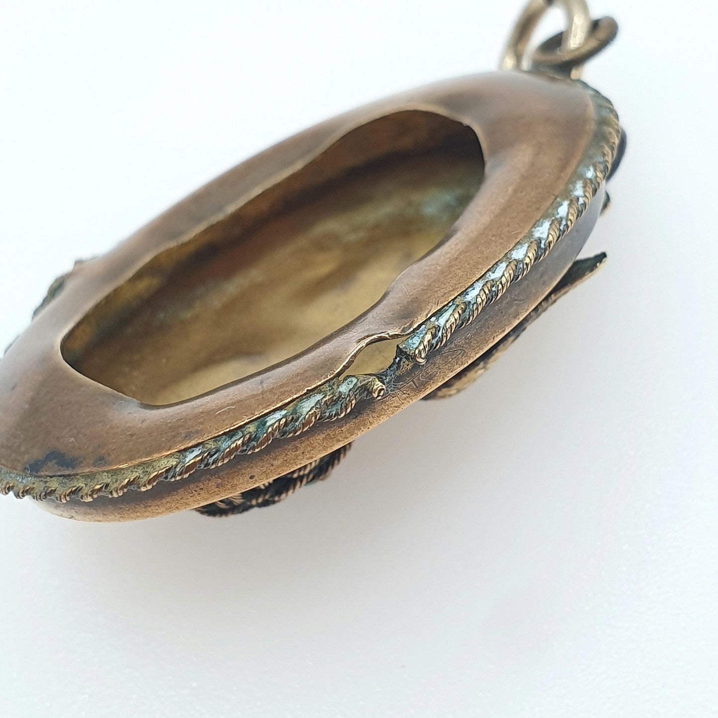 Antique Victorian Bird & Nest Turquoise Pendant Swallow with Eggs Gold Tone Genuine Gemstone Vintage Necklace Jewellery Jewelry