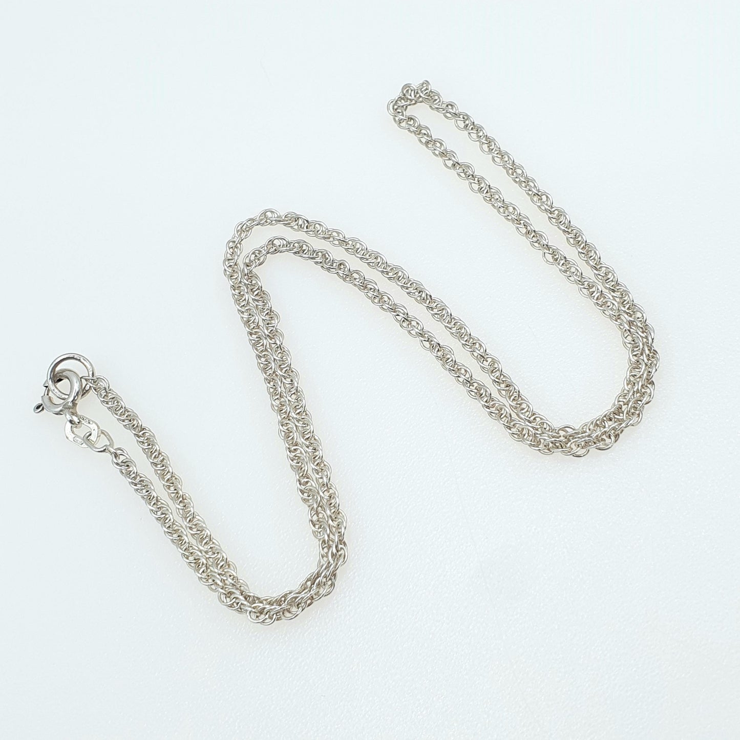 Vintage Sterling Silver Rope Link Chain Necklace Twist Unisex Mens Womens Jewelry Jewellery Retro 4.46g 46cm 18.1”
