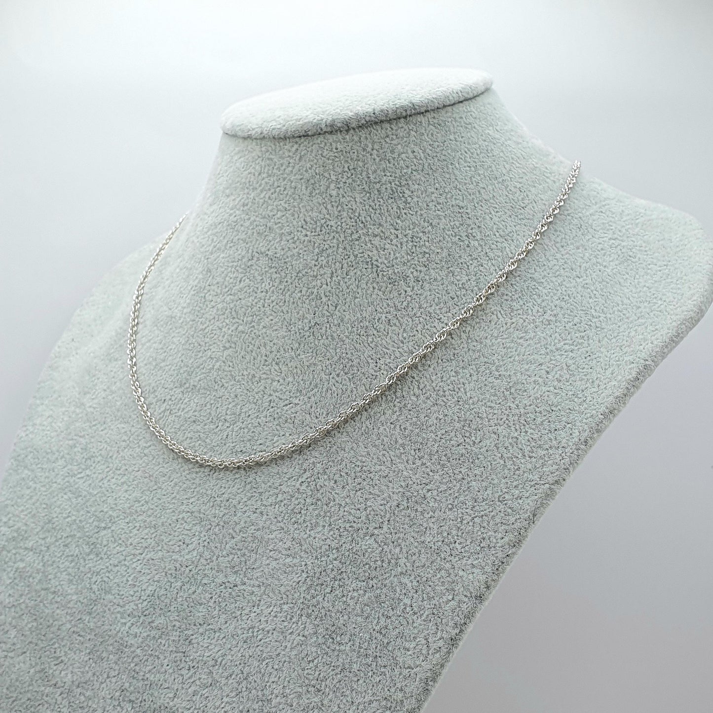 Vintage Sterling Silver Rope Link Chain Necklace Twist Unisex Mens Womens Jewelry Jewellery Retro 4.46g 46cm 18.1”