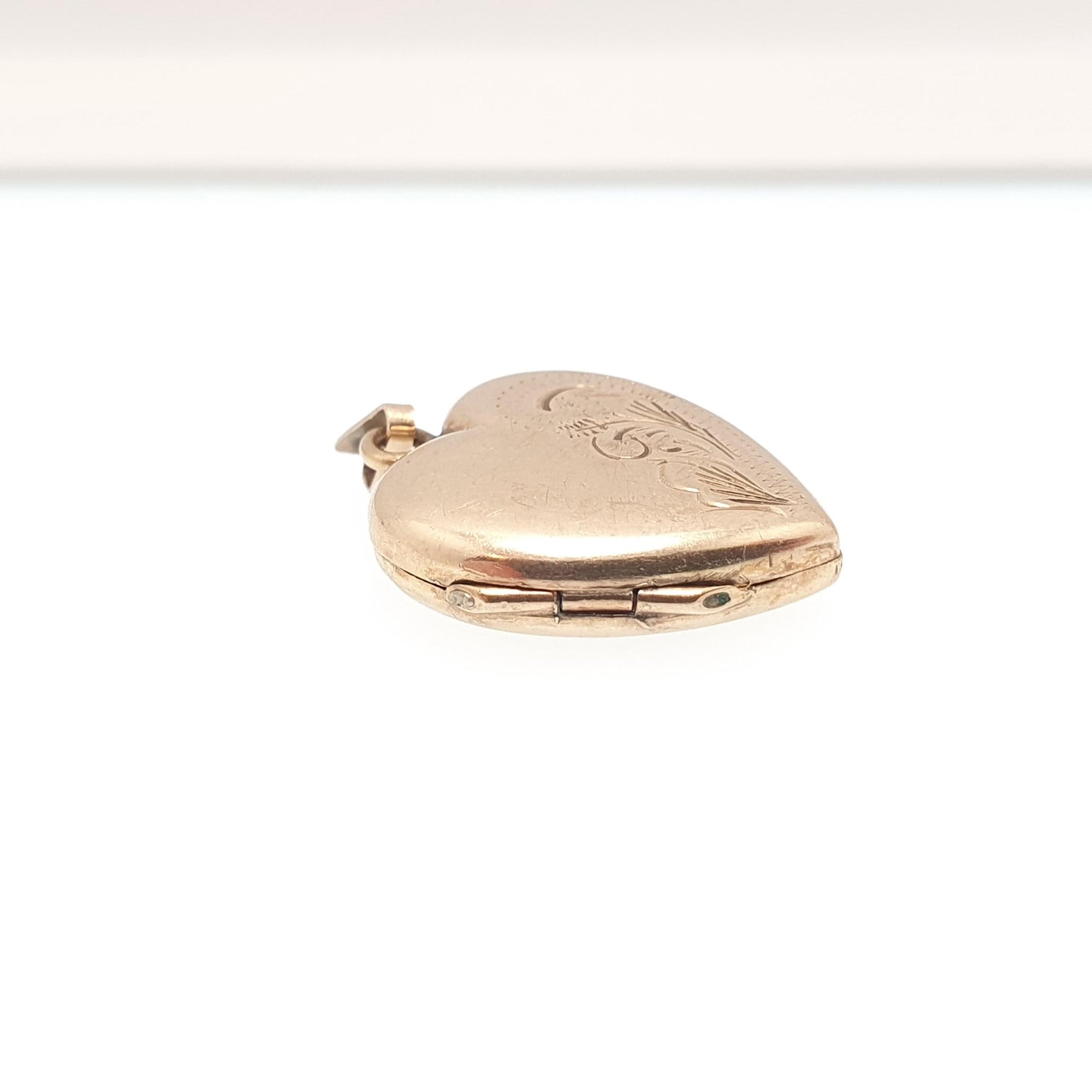 Antique 9ct Gold Heart Locket Cute Engraved Solid 9k 375 Pendant Love Gift Back & Front Necklace Jewelry Womens Jewellery