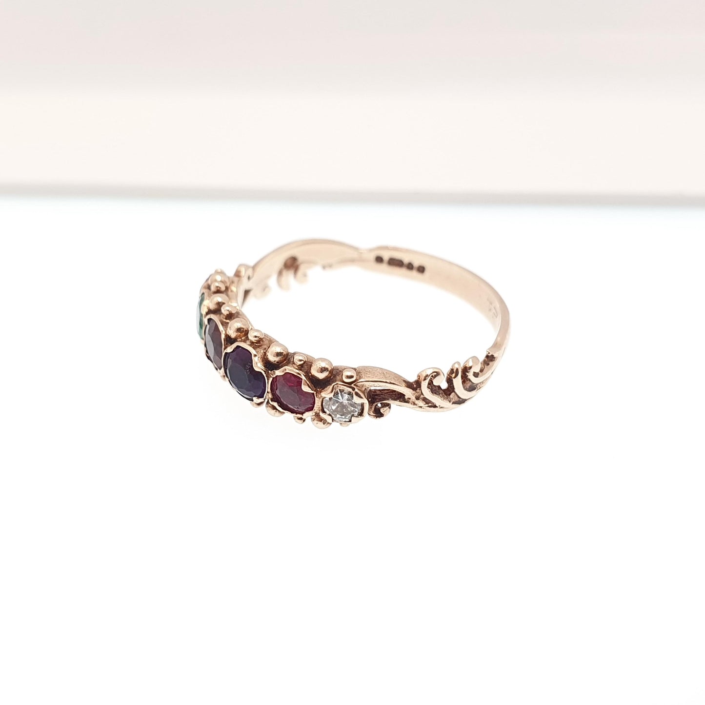 Vintage 9ct Gold REGARD Ring Ruby Emerald Garnet Amethyst Ruby Diamond Gemstone Stacker Solid 9k 9kt