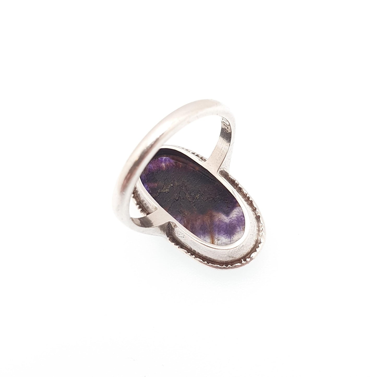 Antique Blue John Sterling Silver Ring Art Deco Large Signet Bleu Jaune Womens Rare Gemstone Jewelry Jewellery