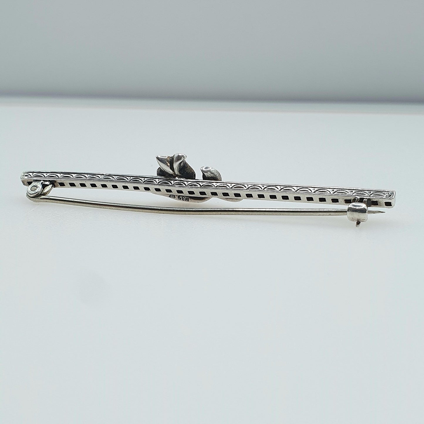 Antique Solid Silver Diamond Paste Flower Brooch Channel Set Square Cut Art Deco Floral Womens Mens Jewellery Jewelry