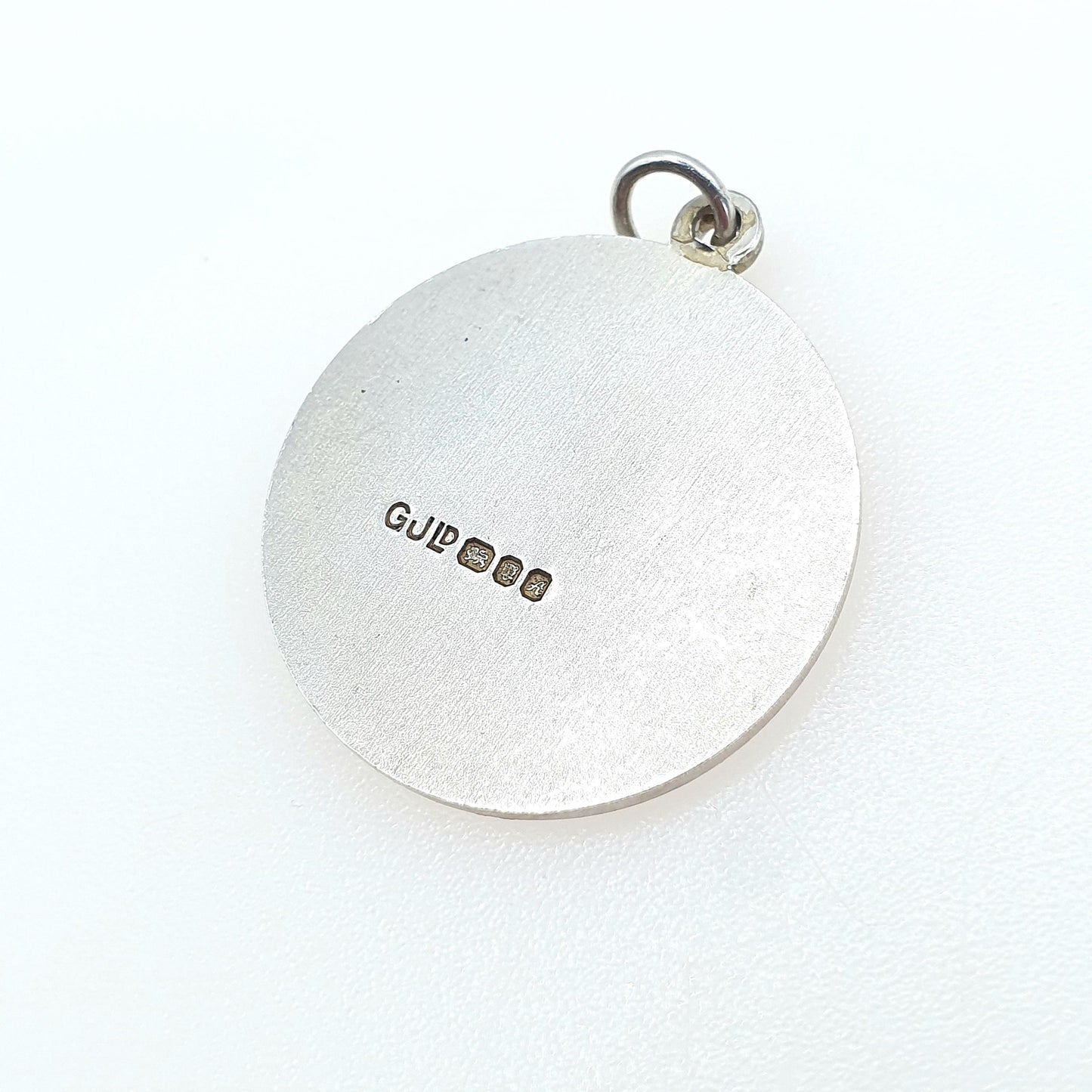 Vintage Sterling Silver GEORG JENSEN St Christopher Pendant One Sided Saint Round Necklace Travel Jewellery Jewelry Men Women