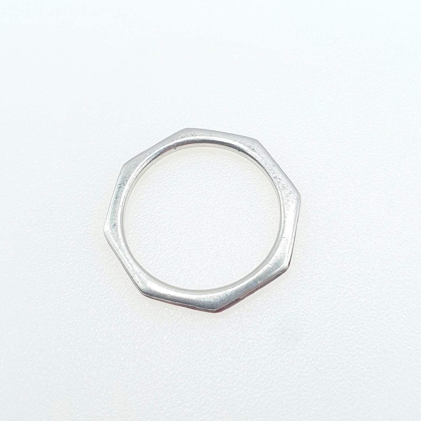 Vintage Sterling Silver Red Enamel Band Ring Octagonal Solid 925 Stacker Stacking Thin Jewelry Jewellery UK L.5 US 6