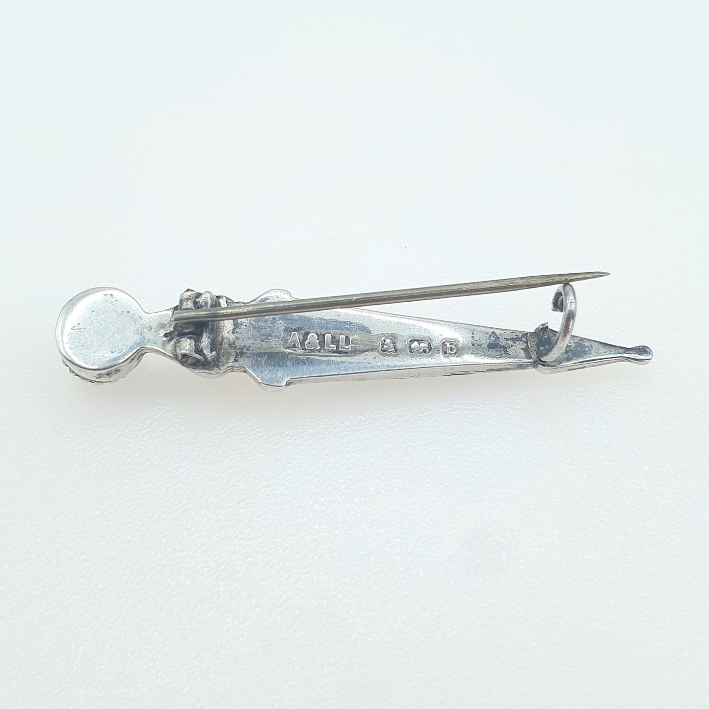 Antique Sterling Silver Scottish Dirk Pin Agate Citrine Paste 1901 Hallmark Scotland Womens Mens Vintage Jewelry Jewellery