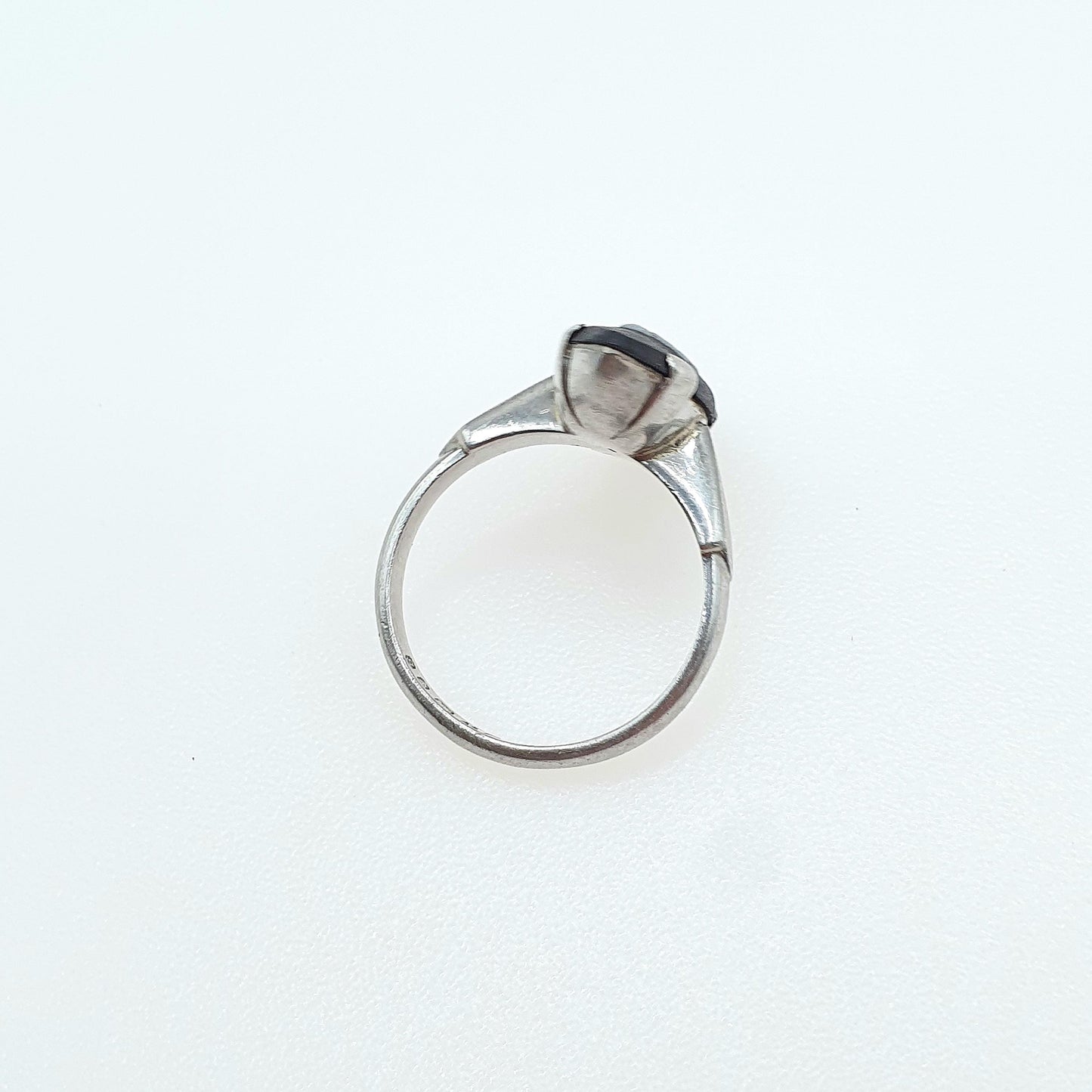 Vintage Sterling Silver Black Wedgwood Ring Jasperware Signet Women Solid 925 Retro Jewellery Jewelry UK L US 5.75