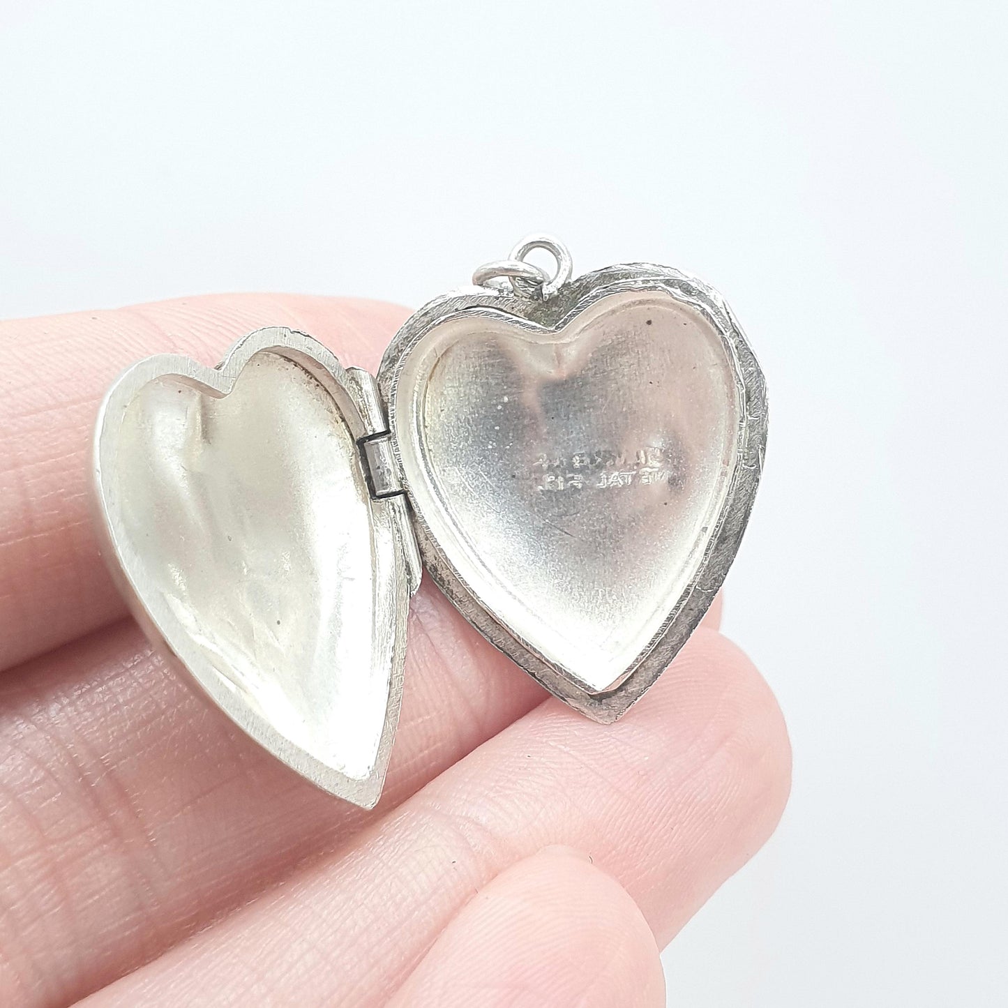 Antique Solid Silver Heart Locket Back and Front Hand Engraved Womens Jewelry Mens Vintage Jewellery Vintage