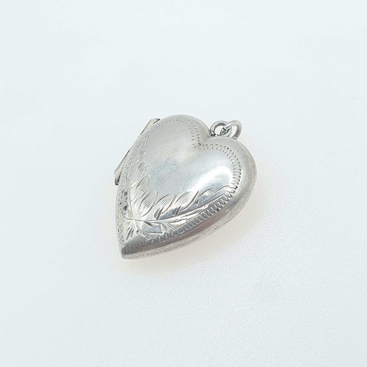 Antique Solid Silver Heart Locket Back and Front Hand Engraved Womens Jewelry Mens Vintage Jewellery Vintage