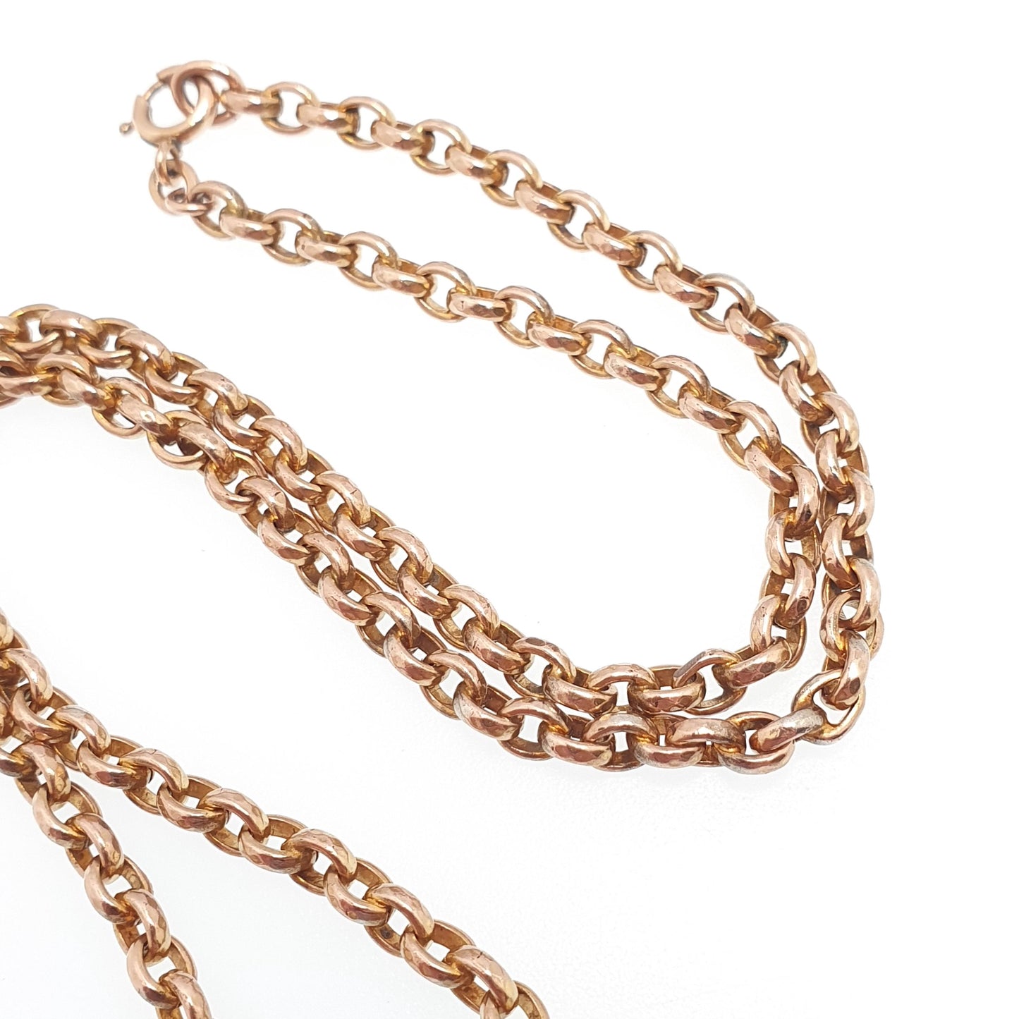Antique Victorian Rolled Gold Belcher Chain Necklace 42cm 16.5" 12.52g Rose Gold Filled Faceted Oval Cable 1800s Vintage Jewelry Jewellery