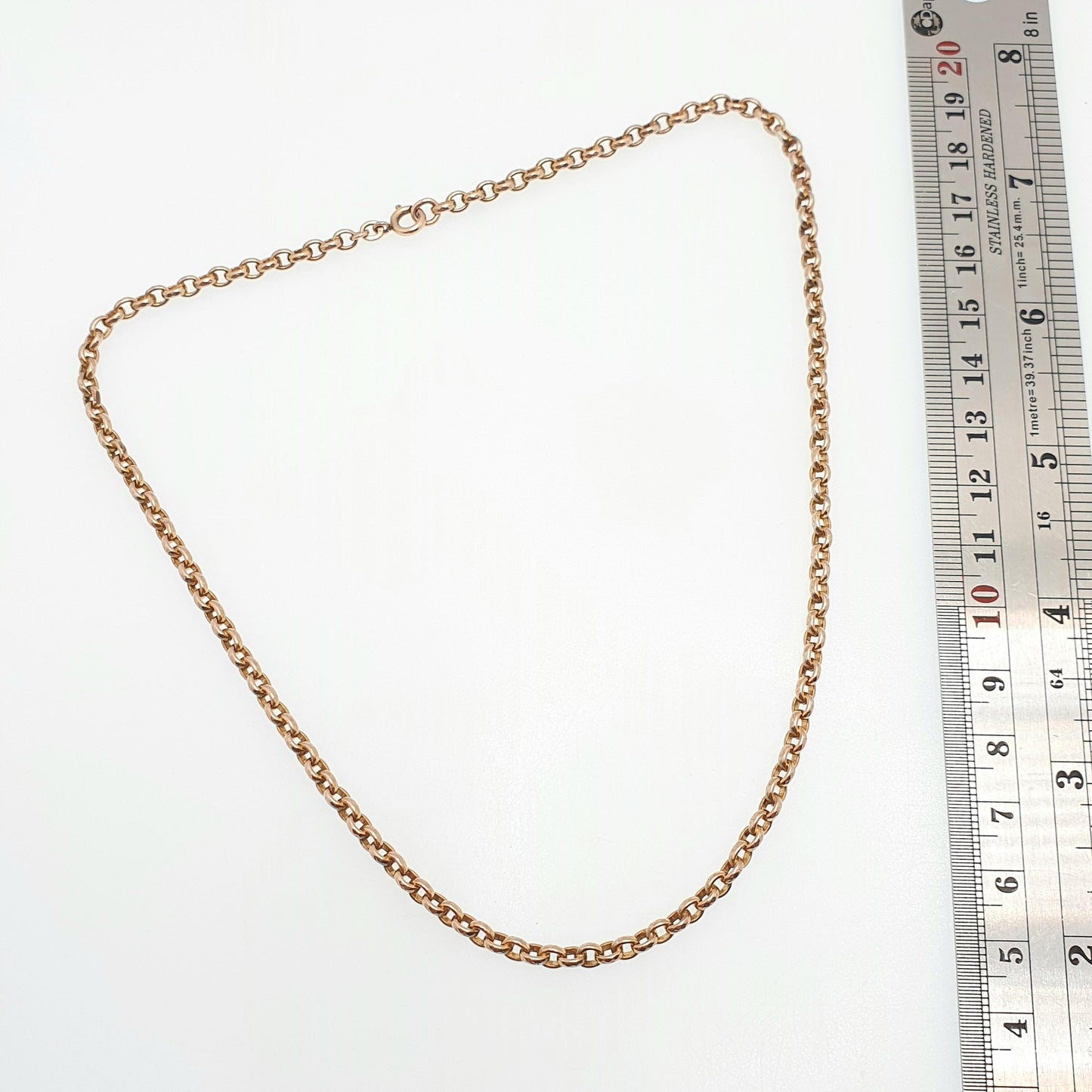 Antique Victorian Rolled Gold Belcher Chain Necklace 42cm 16.5" 12.52g Rose Gold Filled Faceted Oval Cable 1800s Vintage Jewelry Jewellery