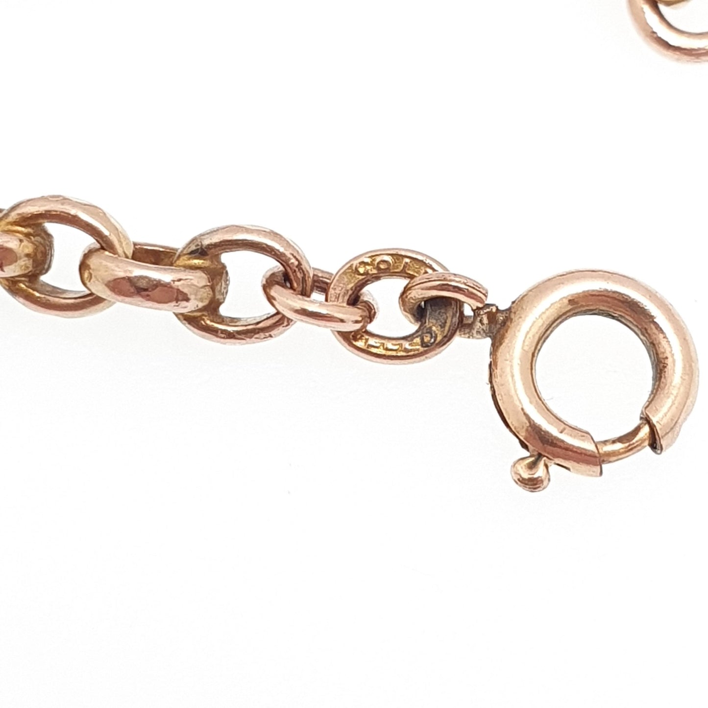 Antique Victorian Rolled Gold Belcher Chain Necklace 42cm 16.5" 12.52g Rose Gold Filled Faceted Oval Cable 1800s Vintage Jewelry Jewellery