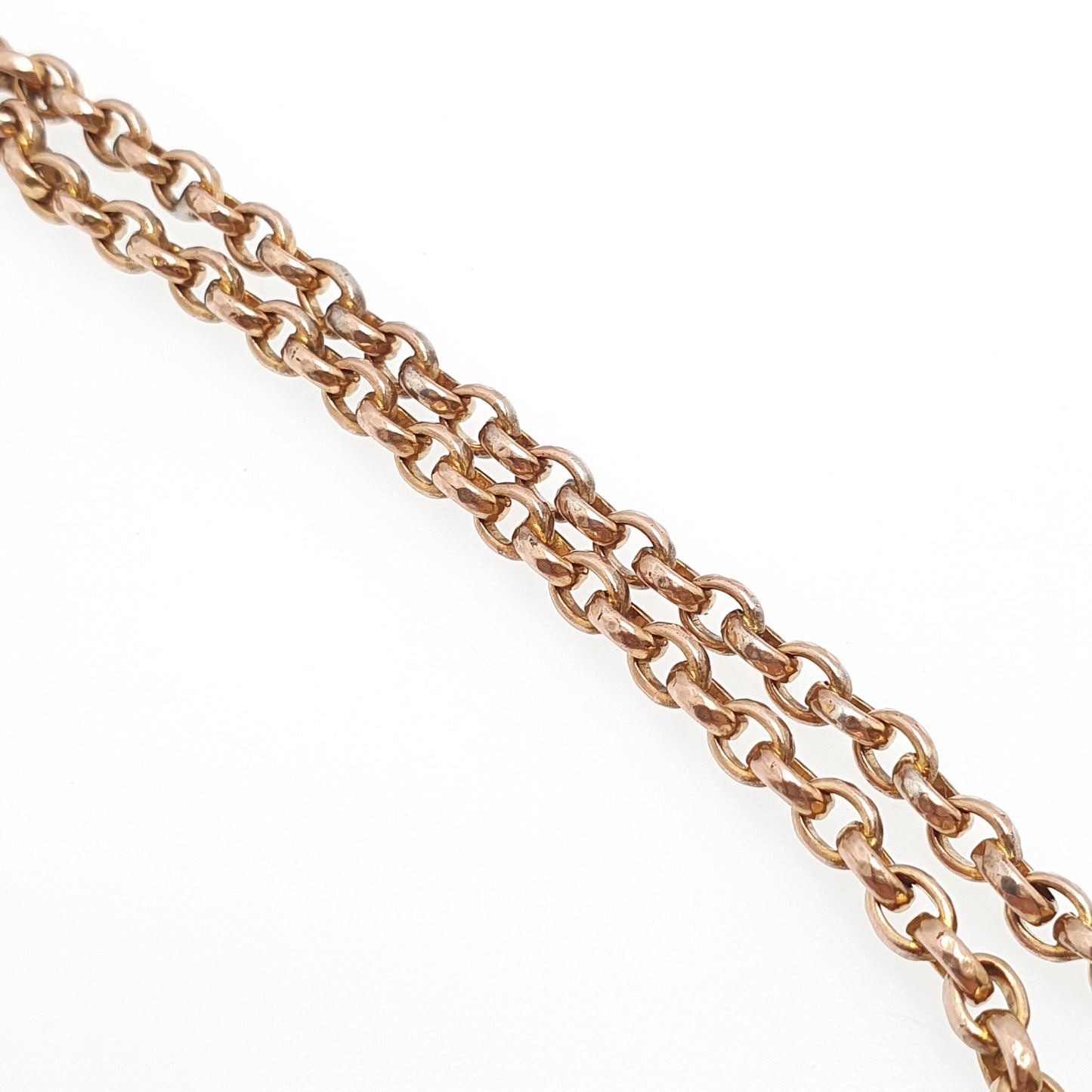 Antique Victorian Rolled Gold Belcher Chain Necklace 42cm 16.5" 12.52g Rose Gold Filled Faceted Oval Cable 1800s Vintage Jewelry Jewellery
