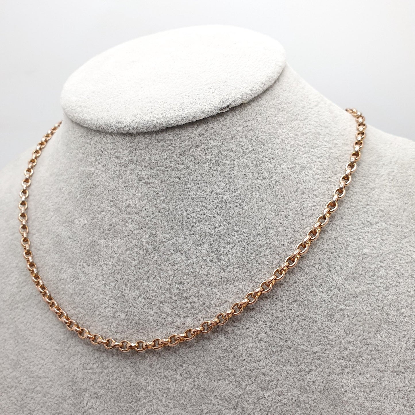 Antique Victorian Rolled Gold Belcher Chain Necklace 42cm 16.5" 12.52g Rose Gold Filled Faceted Oval Cable 1800s Vintage Jewelry Jewellery