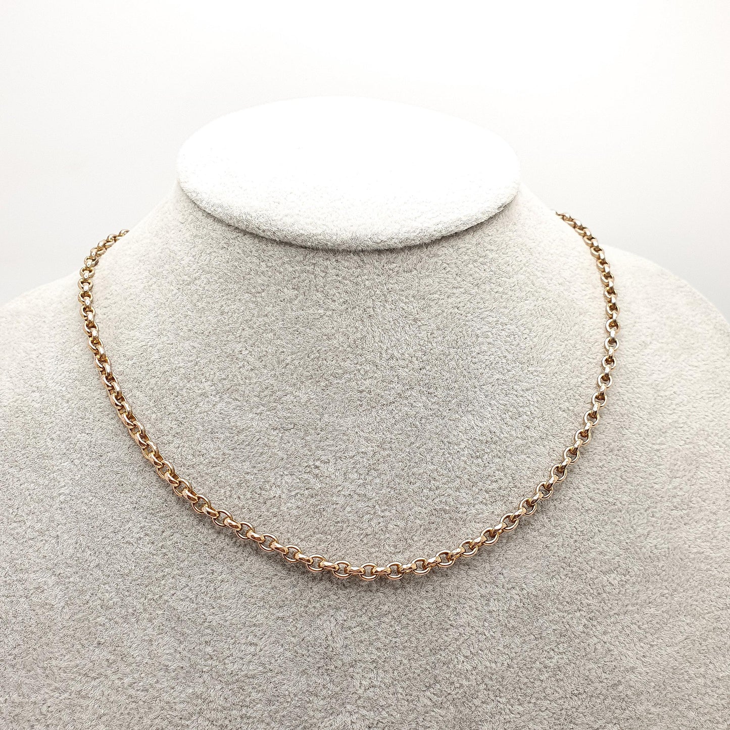 Antique Victorian Rolled Gold Belcher Chain Necklace 42cm 16.5" 12.52g Rose Gold Filled Faceted Oval Cable 1800s Vintage Jewelry Jewellery