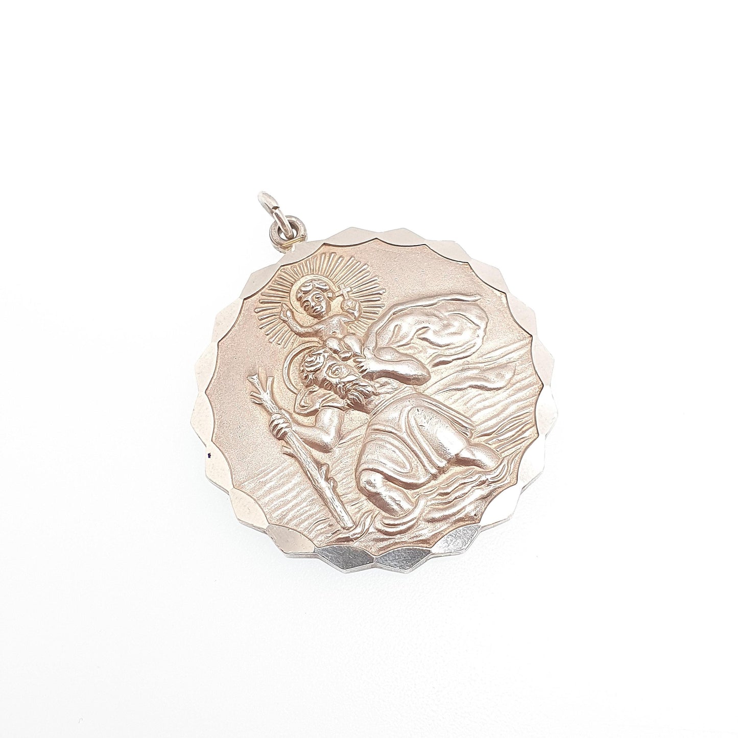 GEORG JENSEN Vintage Sterling Silver St Christopher Pendant Necklace Car Plane Double Sided Heavy Large Jewellery Jewelry