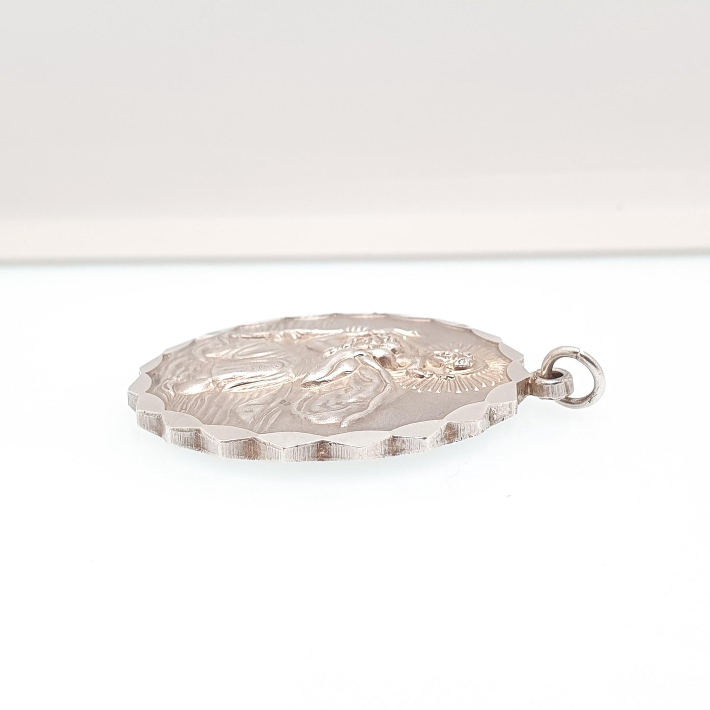 GEORG JENSEN Vintage Sterling Silver St Christopher Pendant Necklace Car Plane Double Sided Heavy Large Jewellery Jewelry