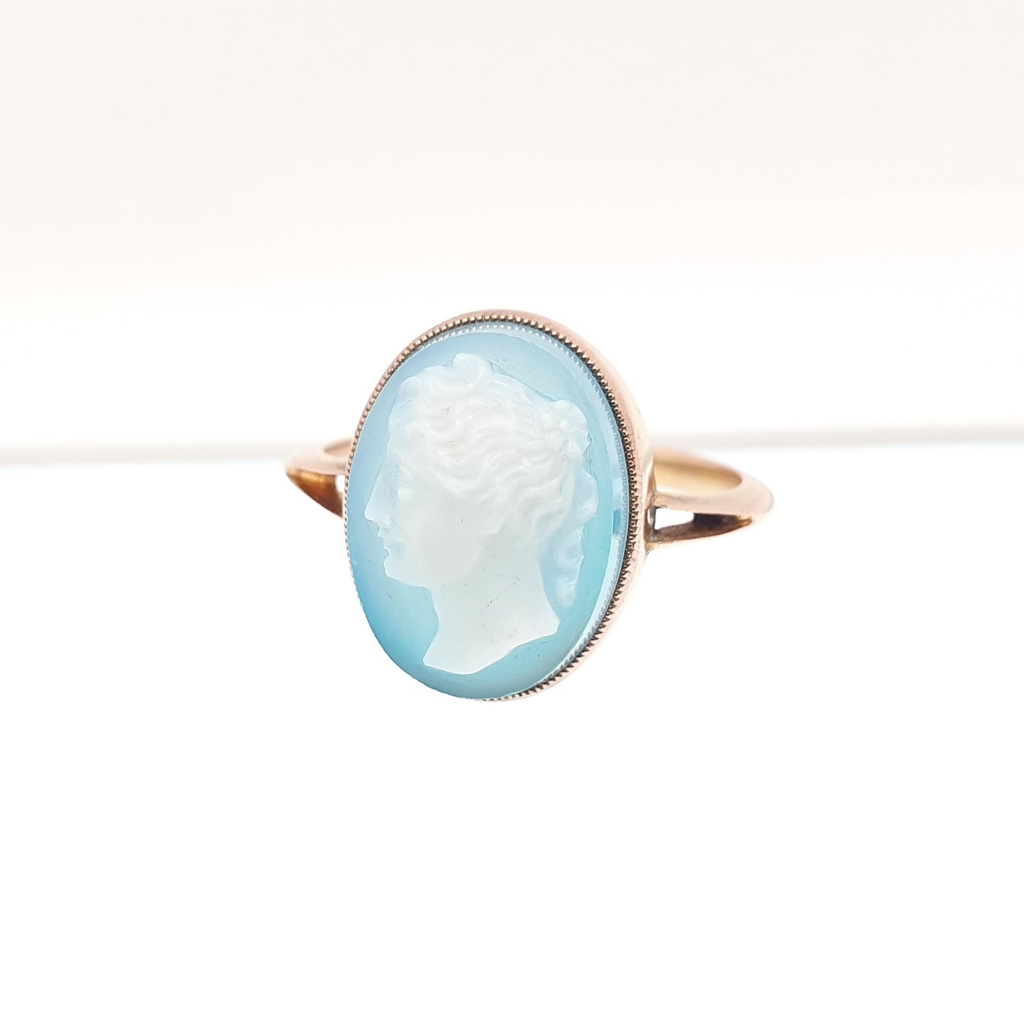 Antique 9ct Gold Hardstone Cameo Ring Signet Victorian Agate Quartz Gemstone Solid 9k 9kt Mens Womens Vintage Jewelry Jewellery