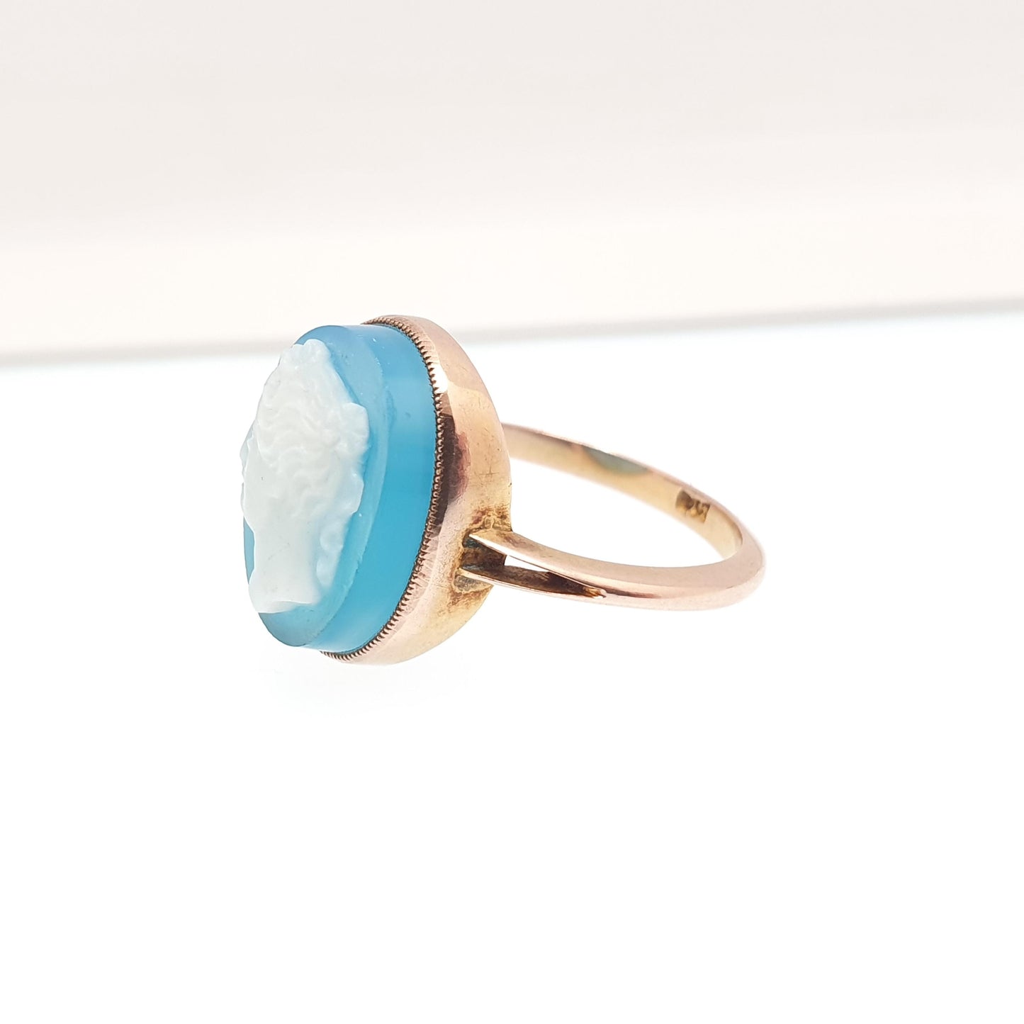 Antique 9ct Gold Hardstone Cameo Ring Signet Victorian Agate Quartz Gemstone Solid 9k 9kt Mens Womens Vintage Jewelry Jewellery