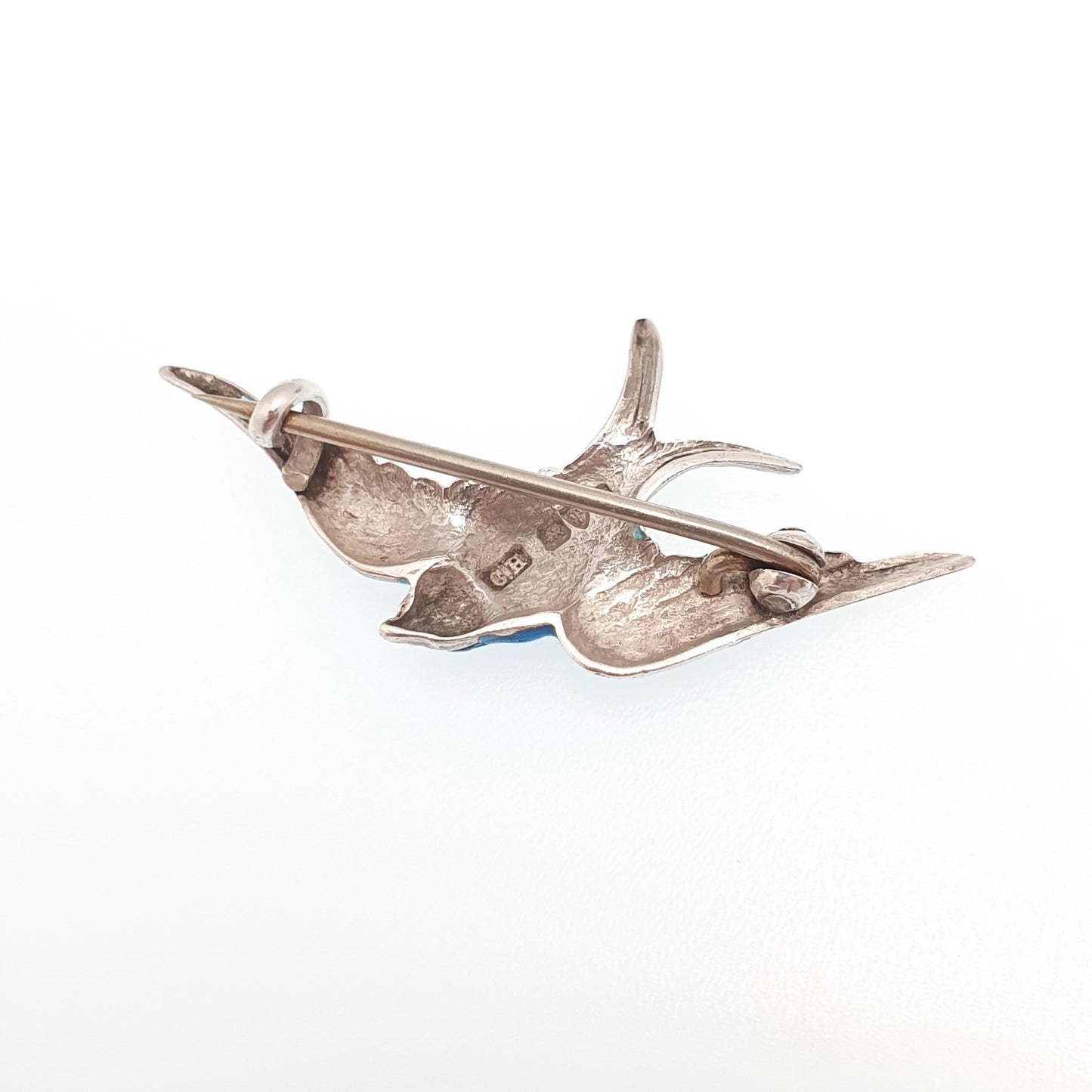Antique CHARLES HORNER Sterling Silver Bird Brooch Pin Enamel Swallow 1908 Hallmark Vintage Womens Jewelry Jewellery