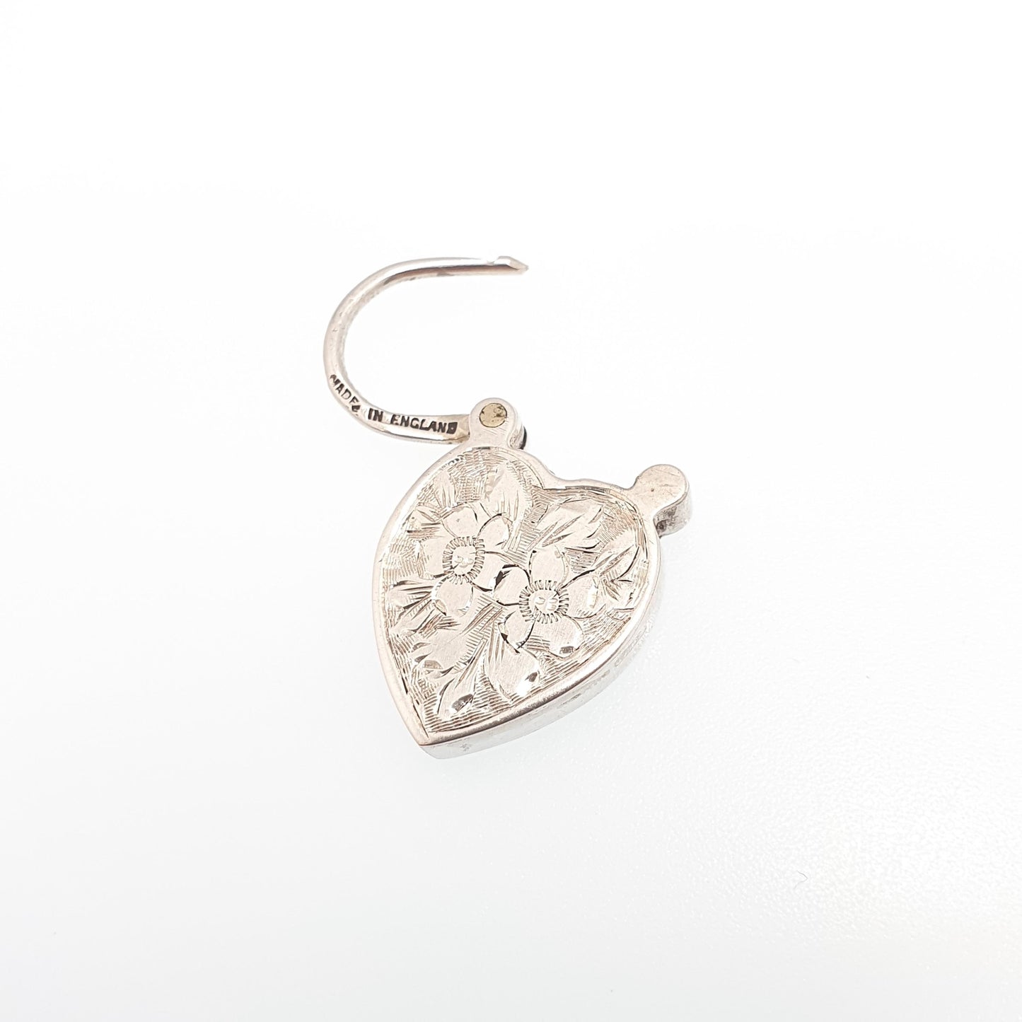 Antique Sterling Silver Padlock Clasp Charm Victorian Heart Lock Hand Engraved Necklace Bracelet Jewellery Jewelry
